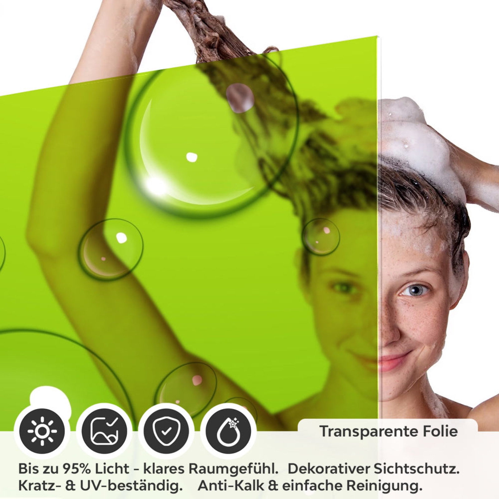 Sichtschutzfolie Dusche | Filigrane Tropfenperlen