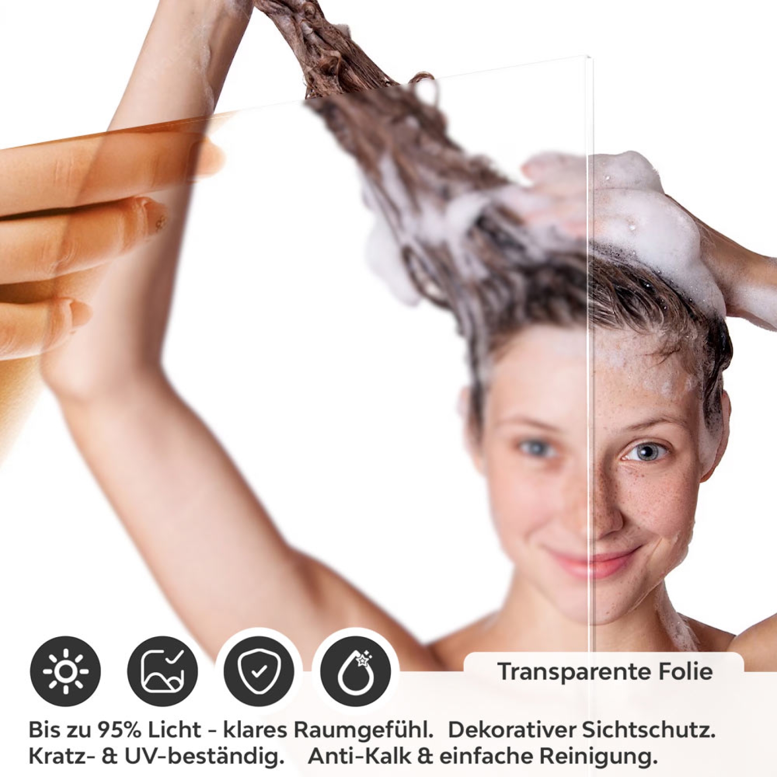 Sichtschutzfolie Dusche | Femininer Körperbogen in zarter Pose