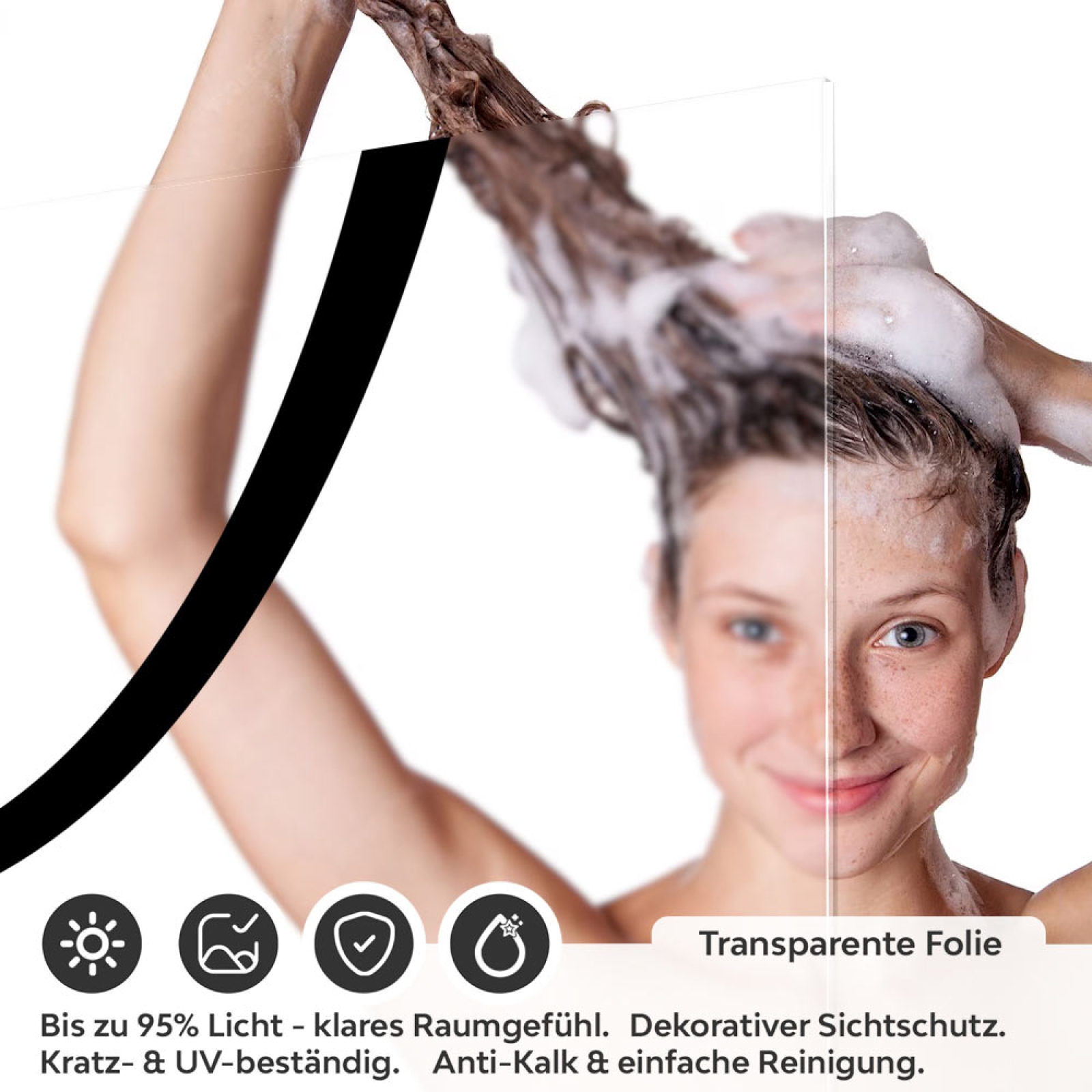 Sichtschutzfolie Dusche | Geschwungene Linie