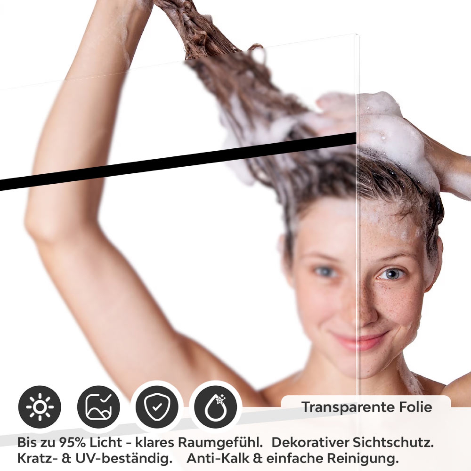 Sichtschutzfolie Dusche | Horizontale Linien