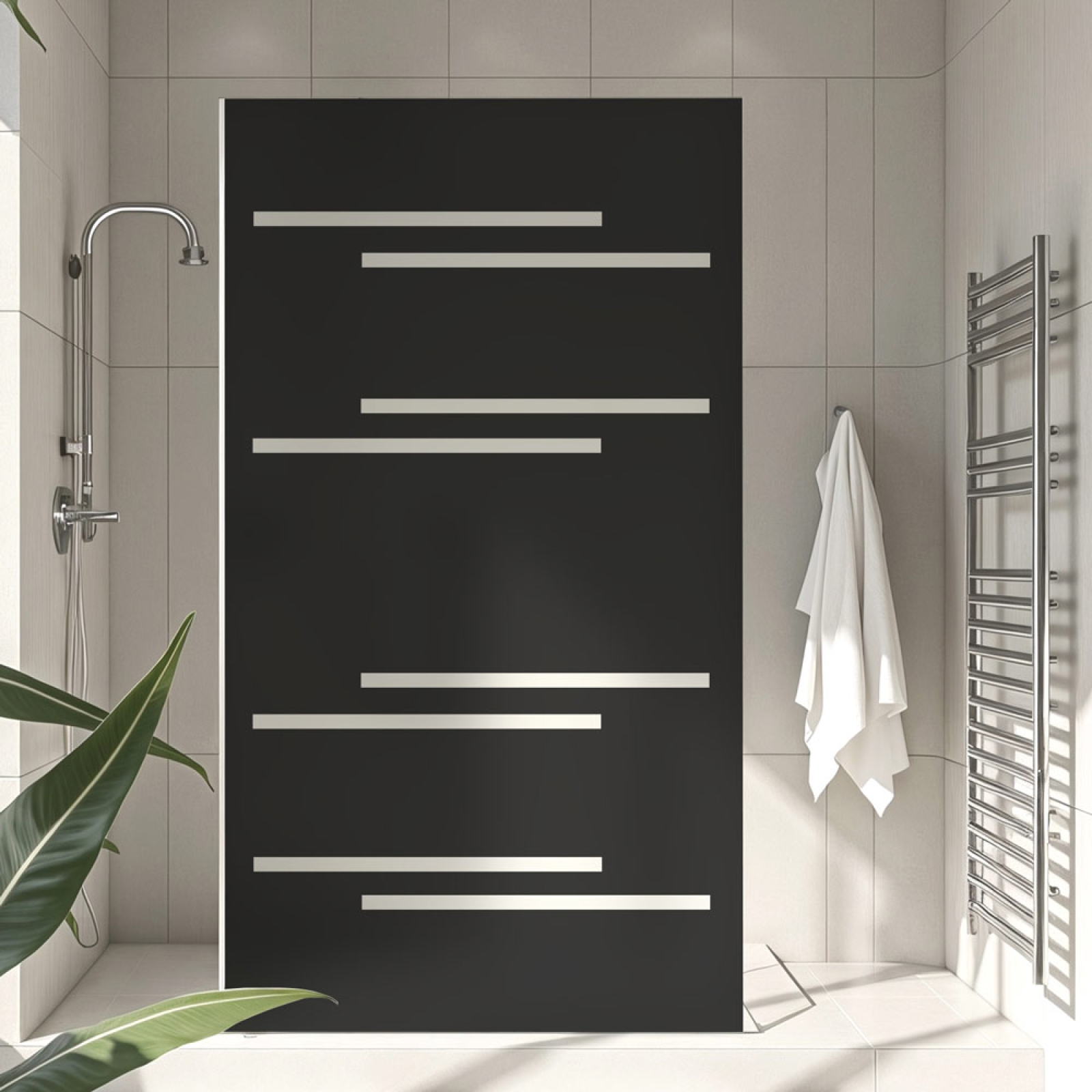 Sichtschutzfolie Dusche Versetzte Linien