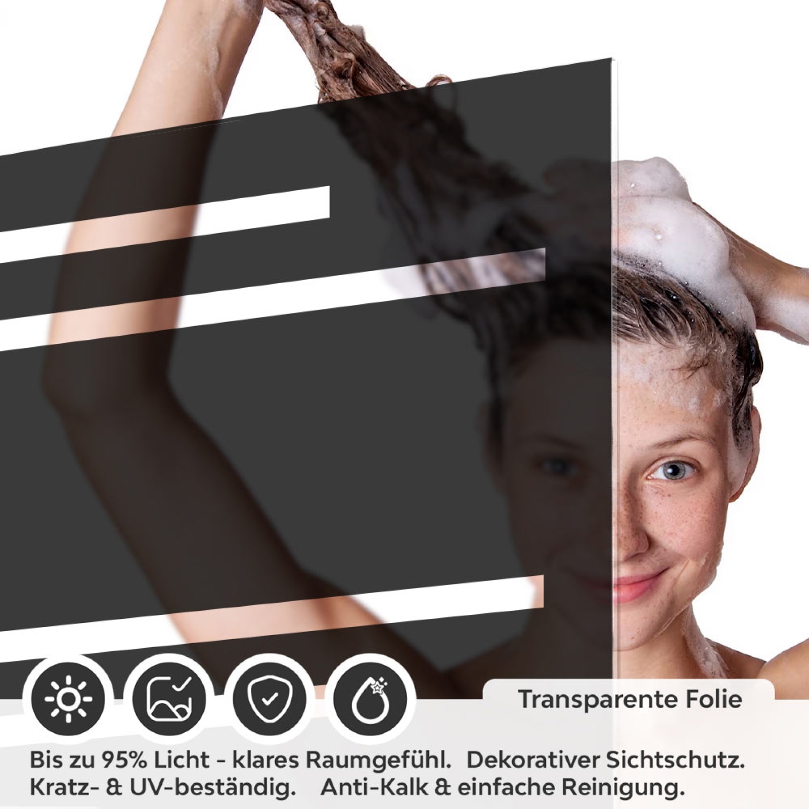 Sichtschutzfolie Dusche Versetzte Linien