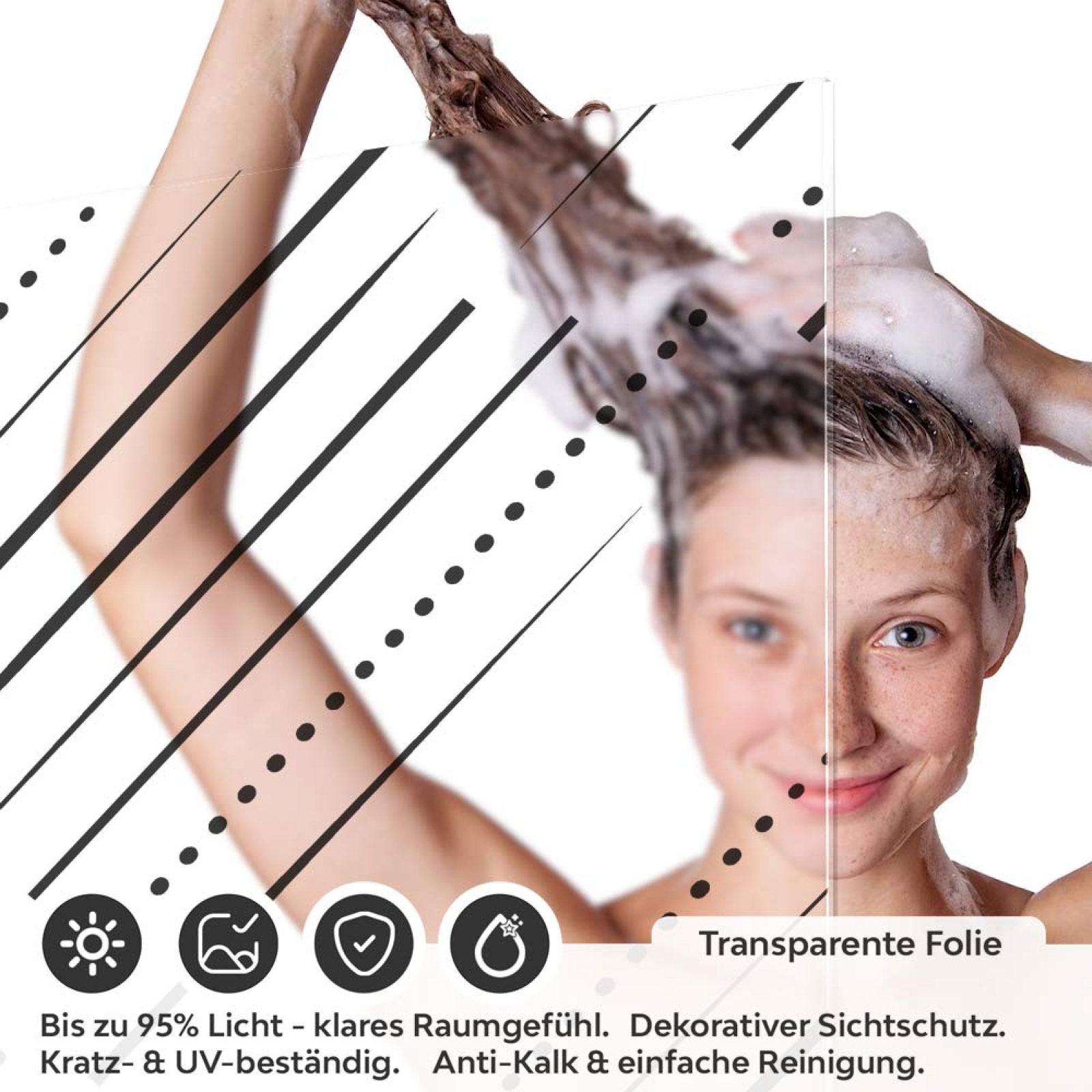 Sichtschutzfolie Dusche Gepunktete Linien
