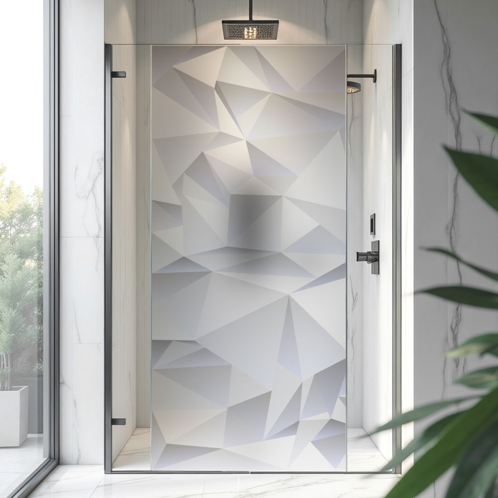 Sichtschutzfolie Dusche Polygone