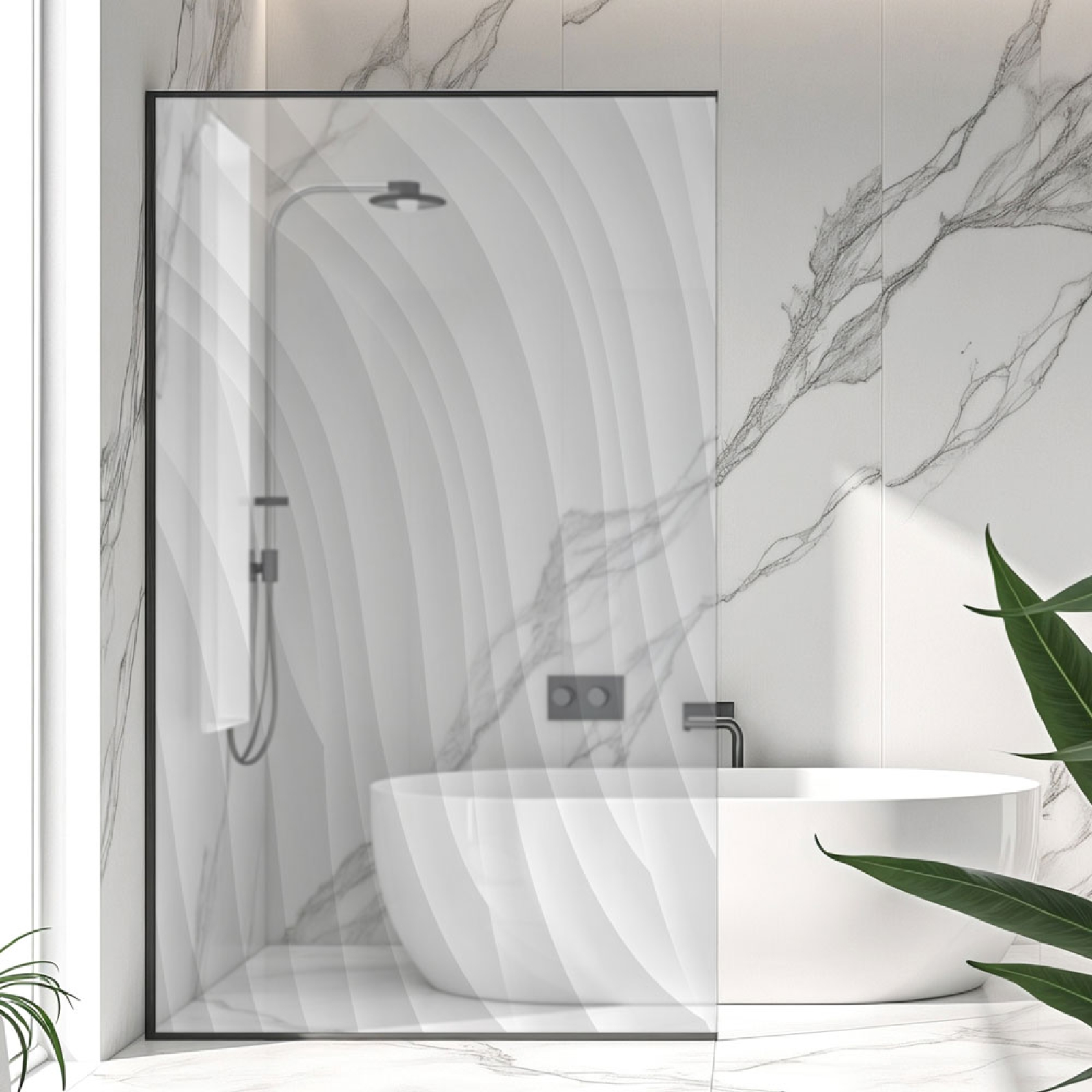 Sichtschutzfolie Dusche Elegante Wellen
