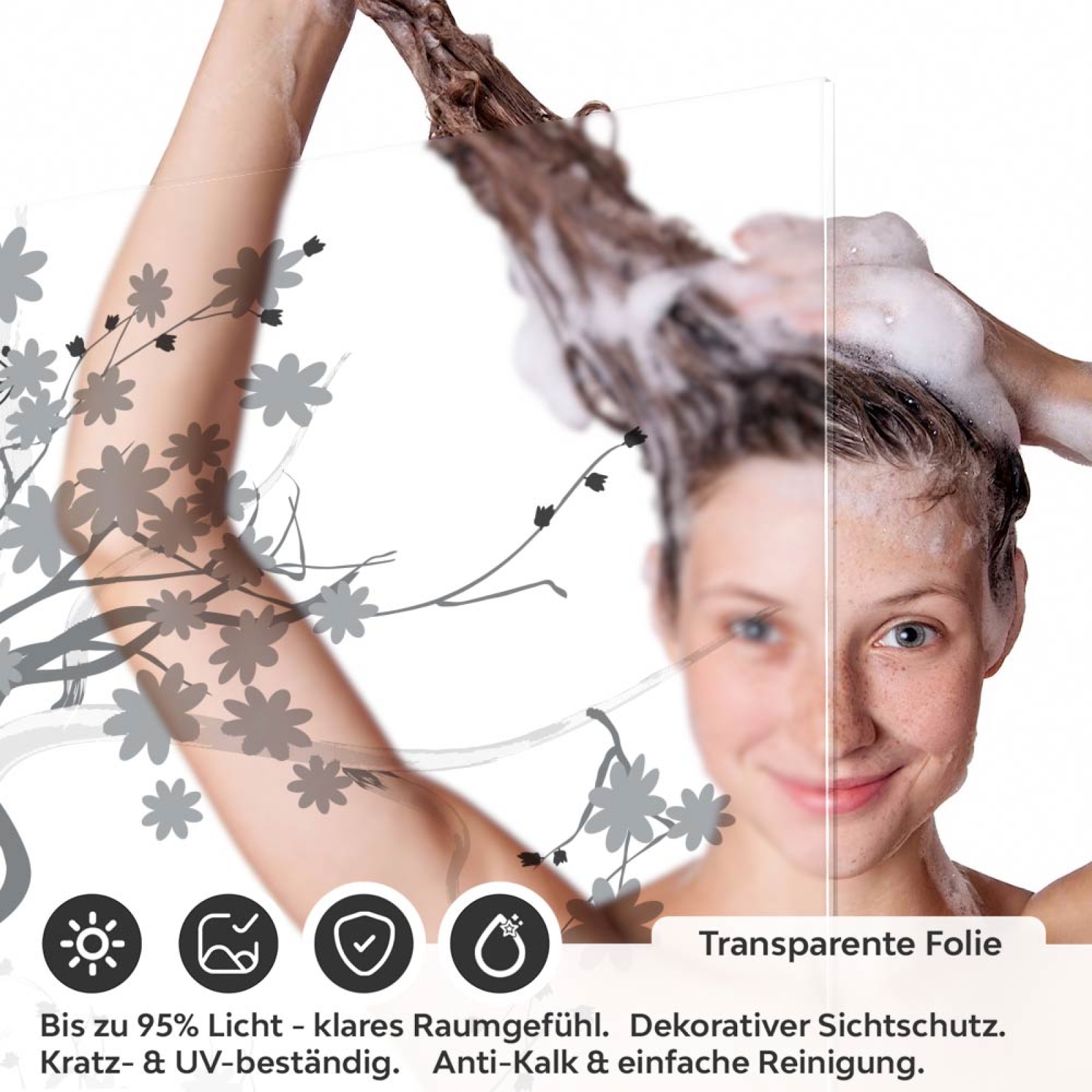Sichtschutzfolie Dusche Kirschblütenzweige
