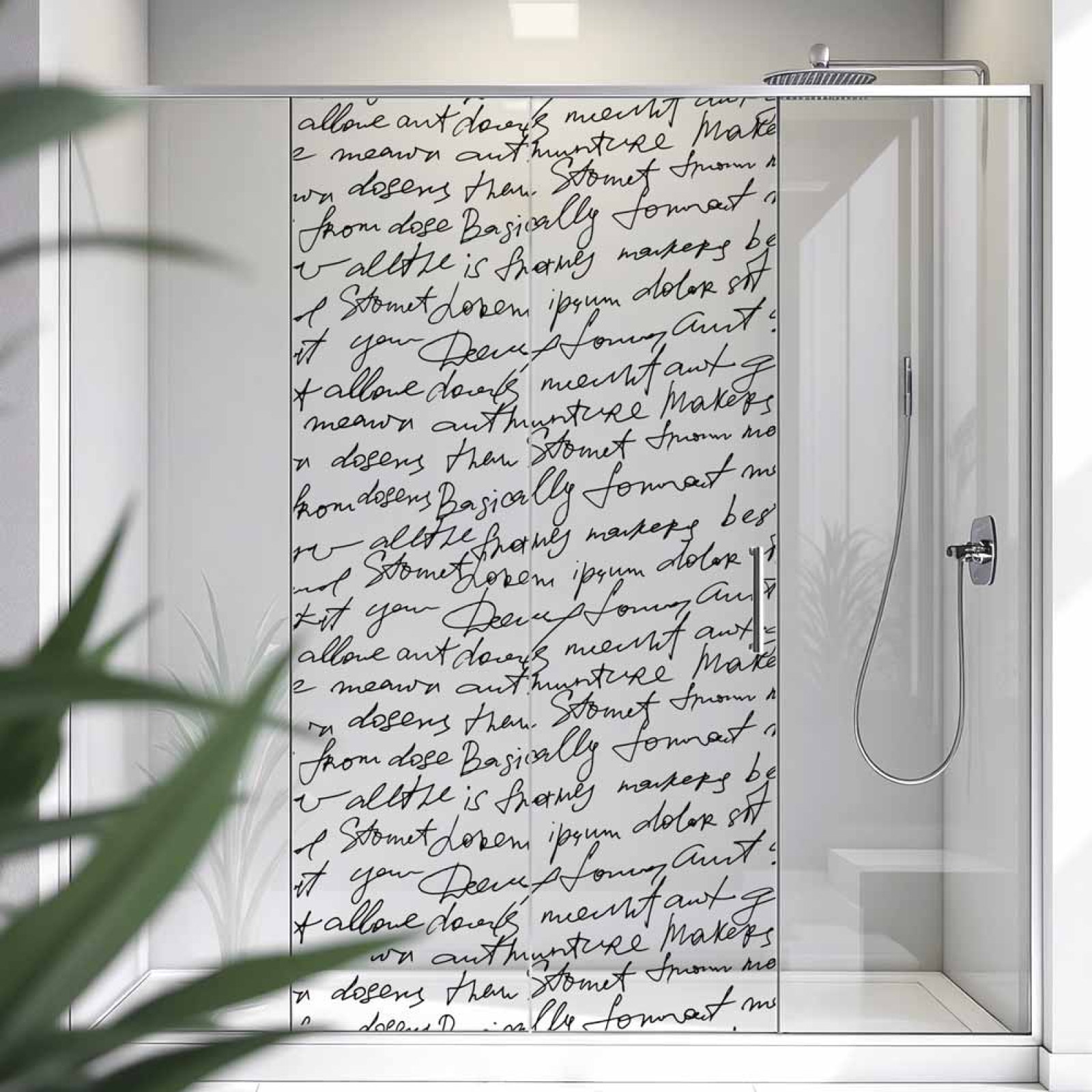 Sichtschutzfolie Dusche Handschrift Look