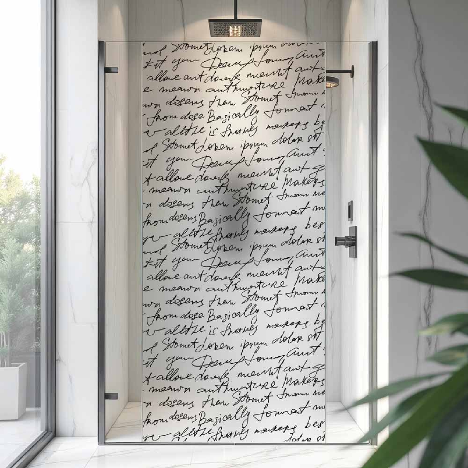 Sichtschutzfolie Dusche Handschrift Look