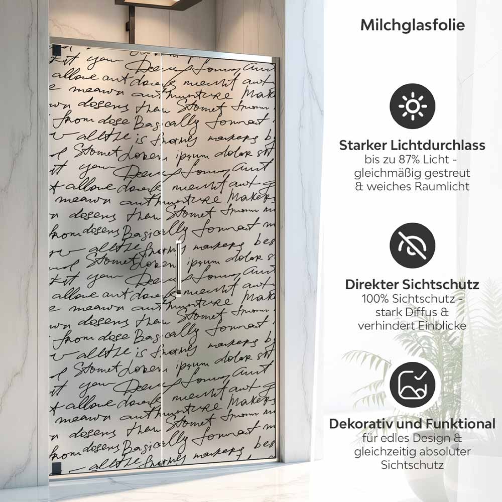 Sichtschutzfolie Dusche Handschrift Look