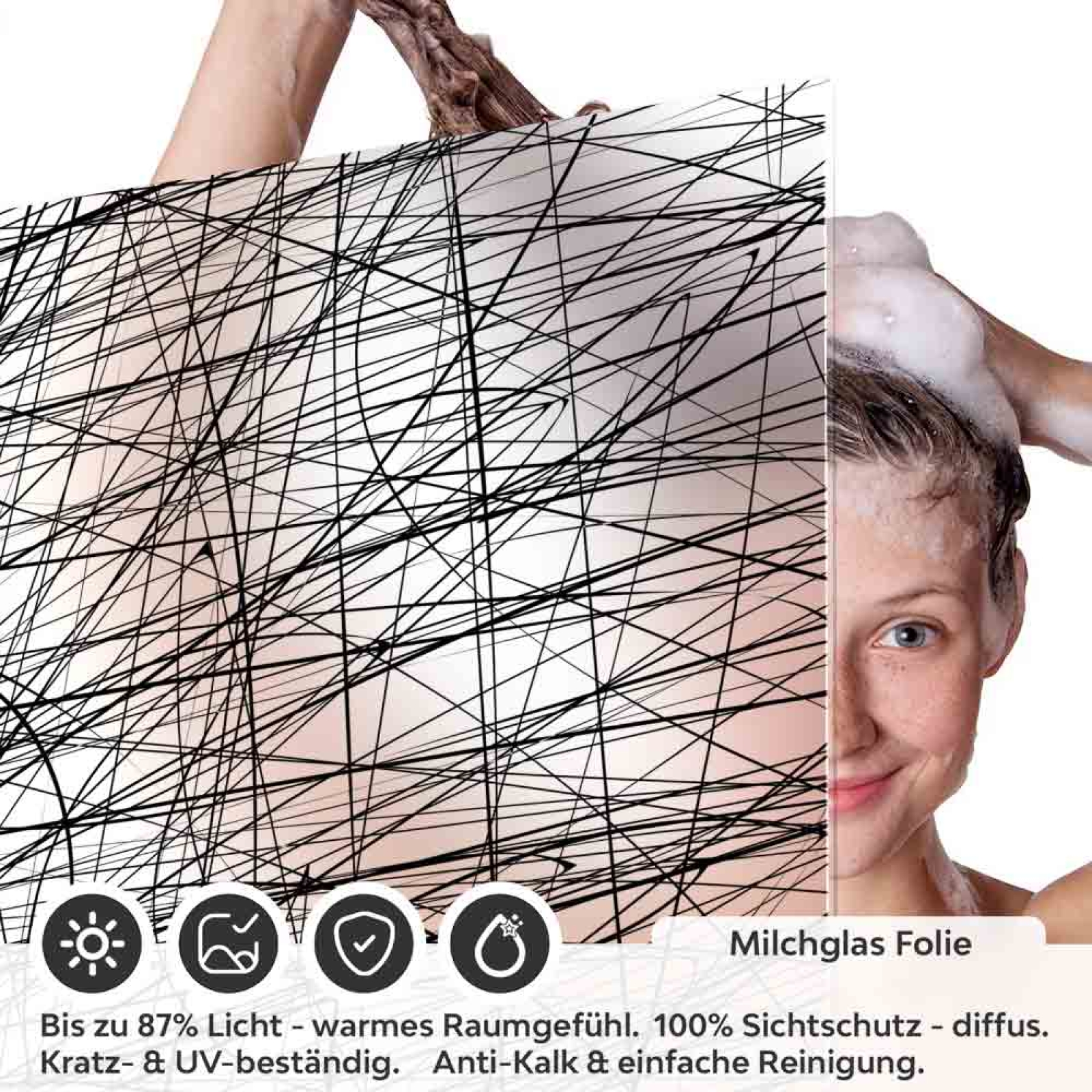 Sichtschutzfolie Dusche Scribble Look