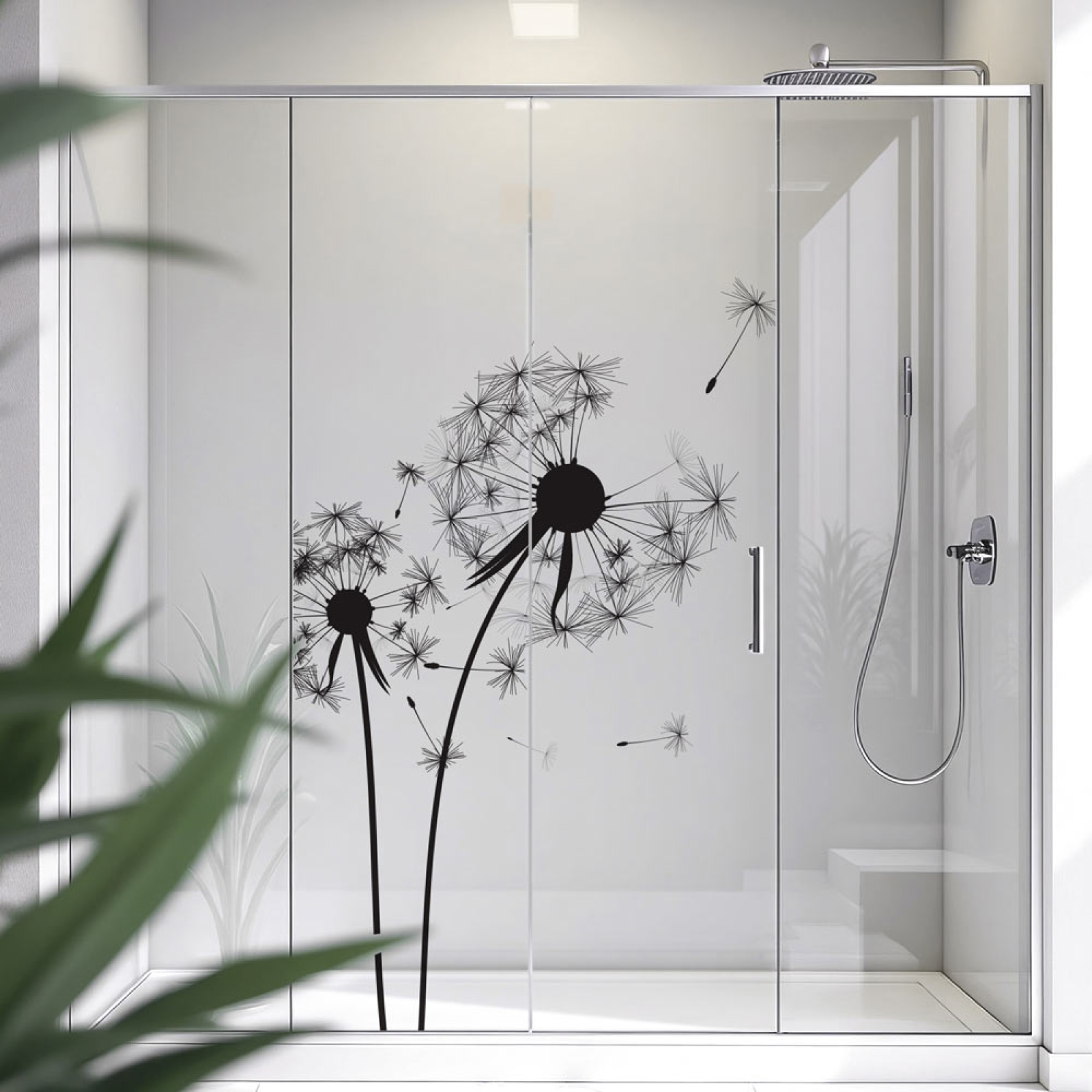 Sichtschutzfolie Dusche Pusteblumen