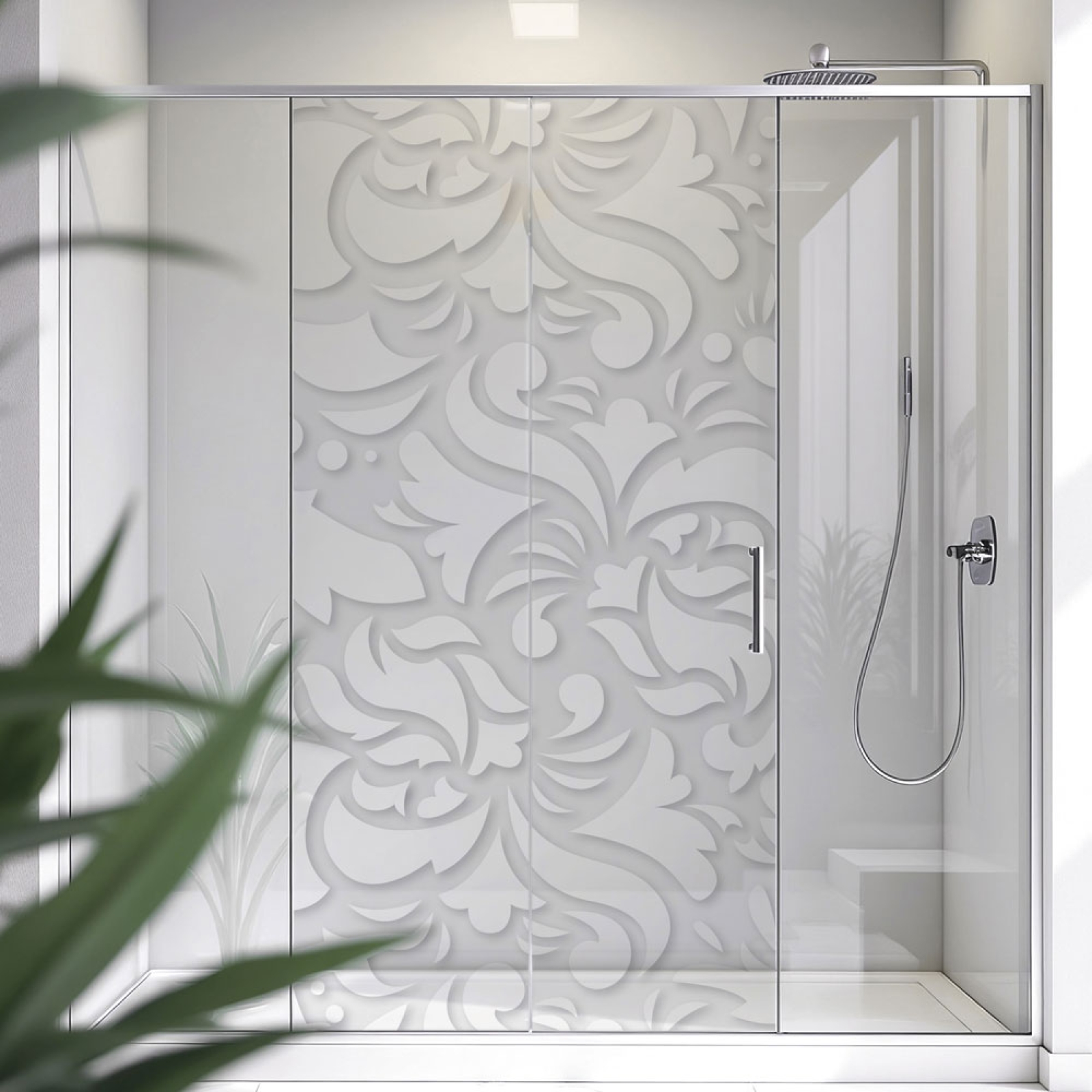 Sichtschutzfolie Dusche Florale Ornamente