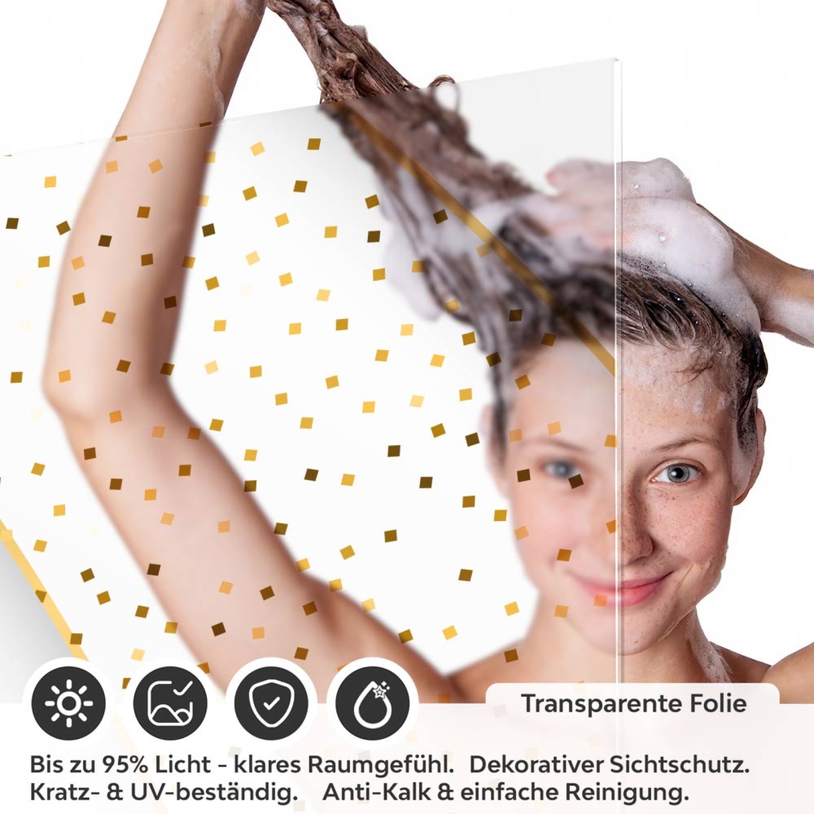 Sichtschutzfolie Dusche Goldakzente