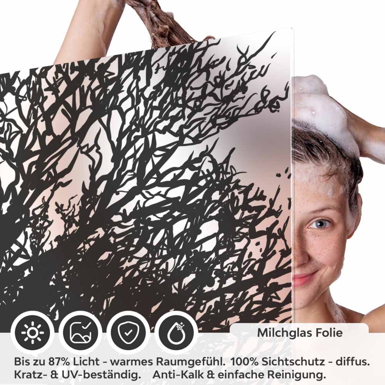 Sichtschutzfolie Dusche Baum Silhouette