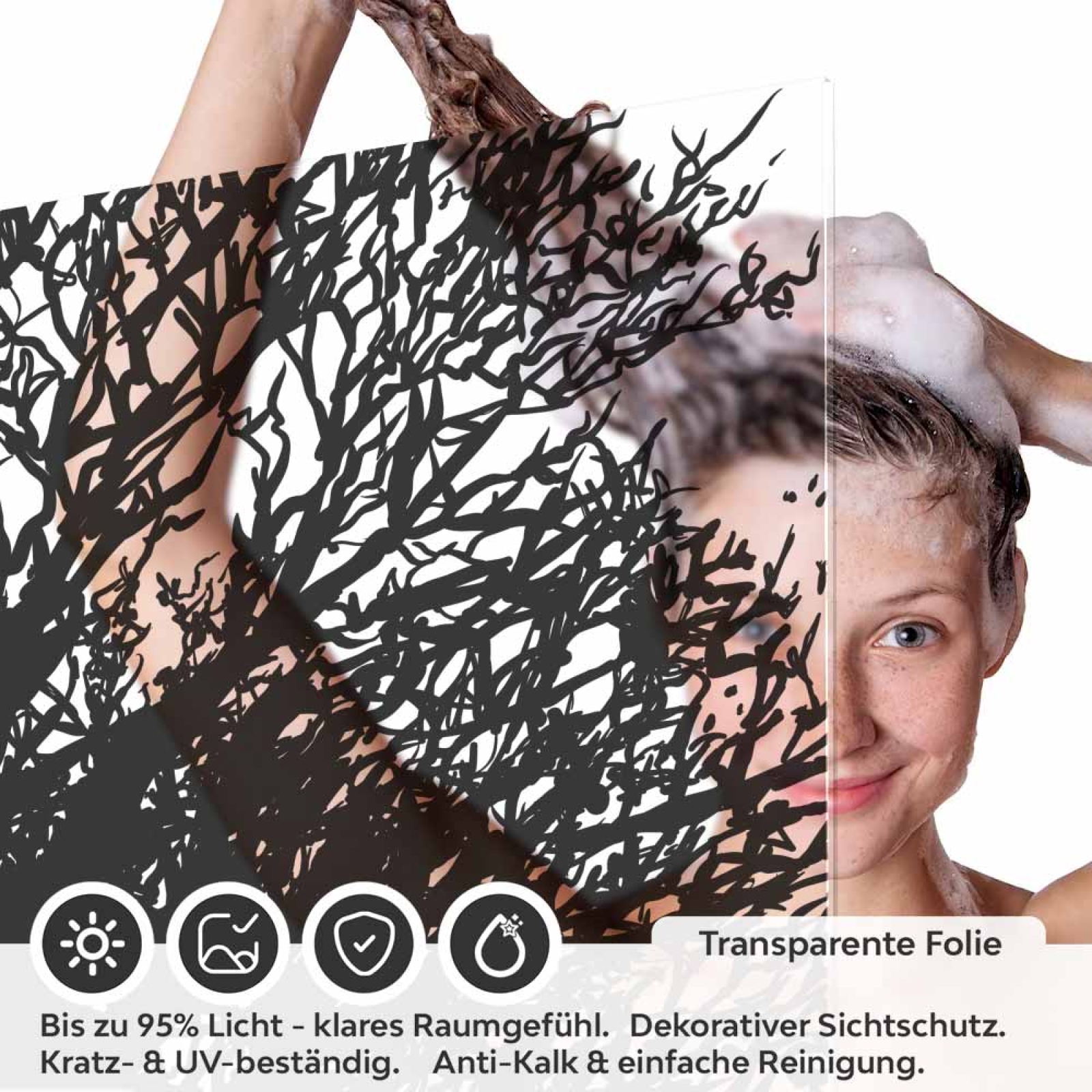 Sichtschutzfolie Dusche Baum Silhouette