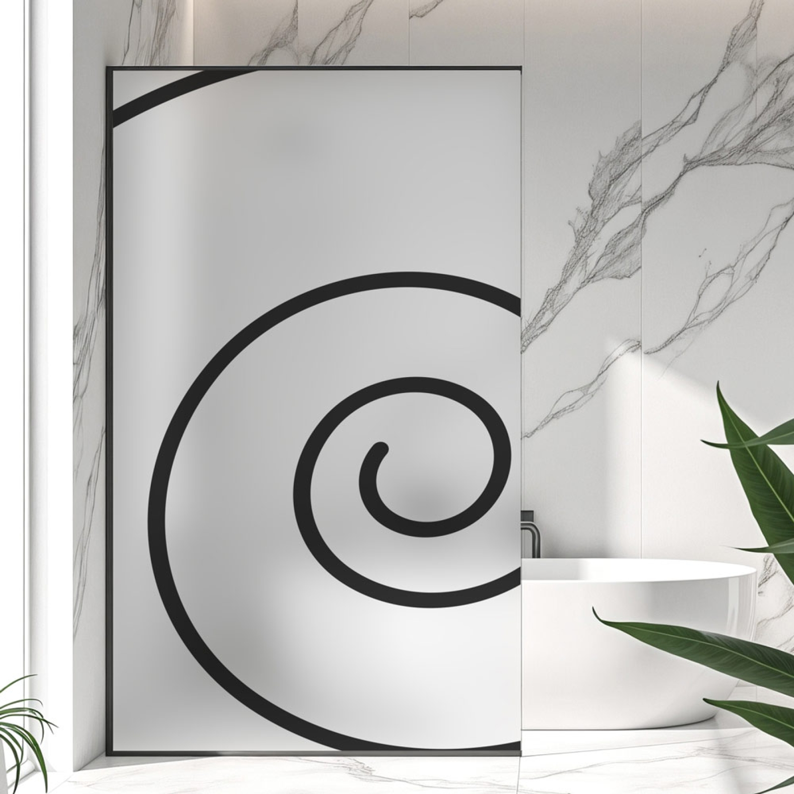 Sichtschutzfolie Dusche Zeitloses Spiralmotiv