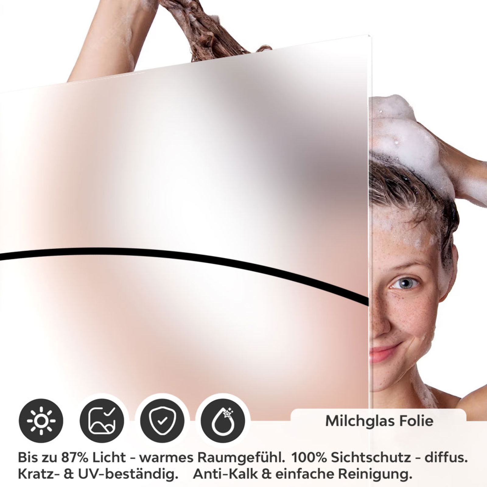 Sichtschutzfolie Dusche Geschwungenes Linienmotiv