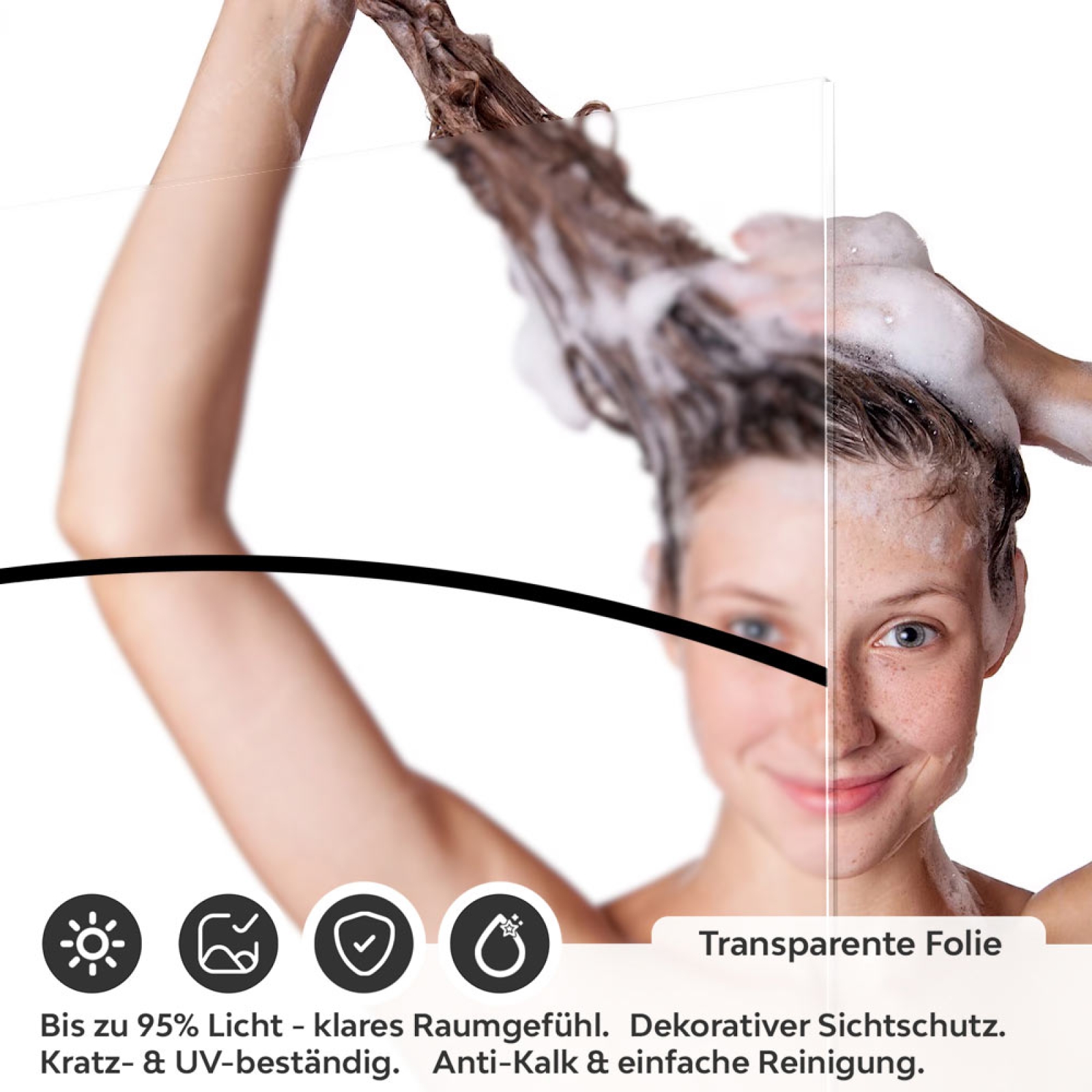Sichtschutzfolie Dusche Geschwungenes Linienmotiv