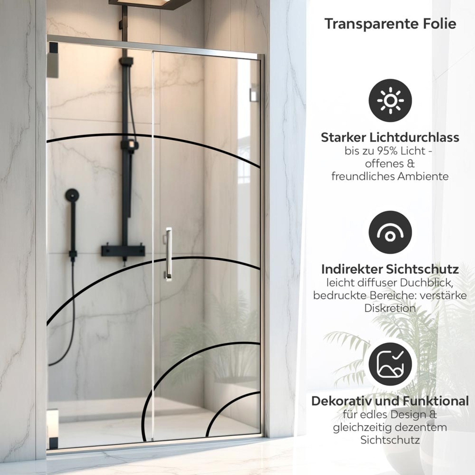 Sichtschutzfolie Dusche Geschwungenes Linienmotiv