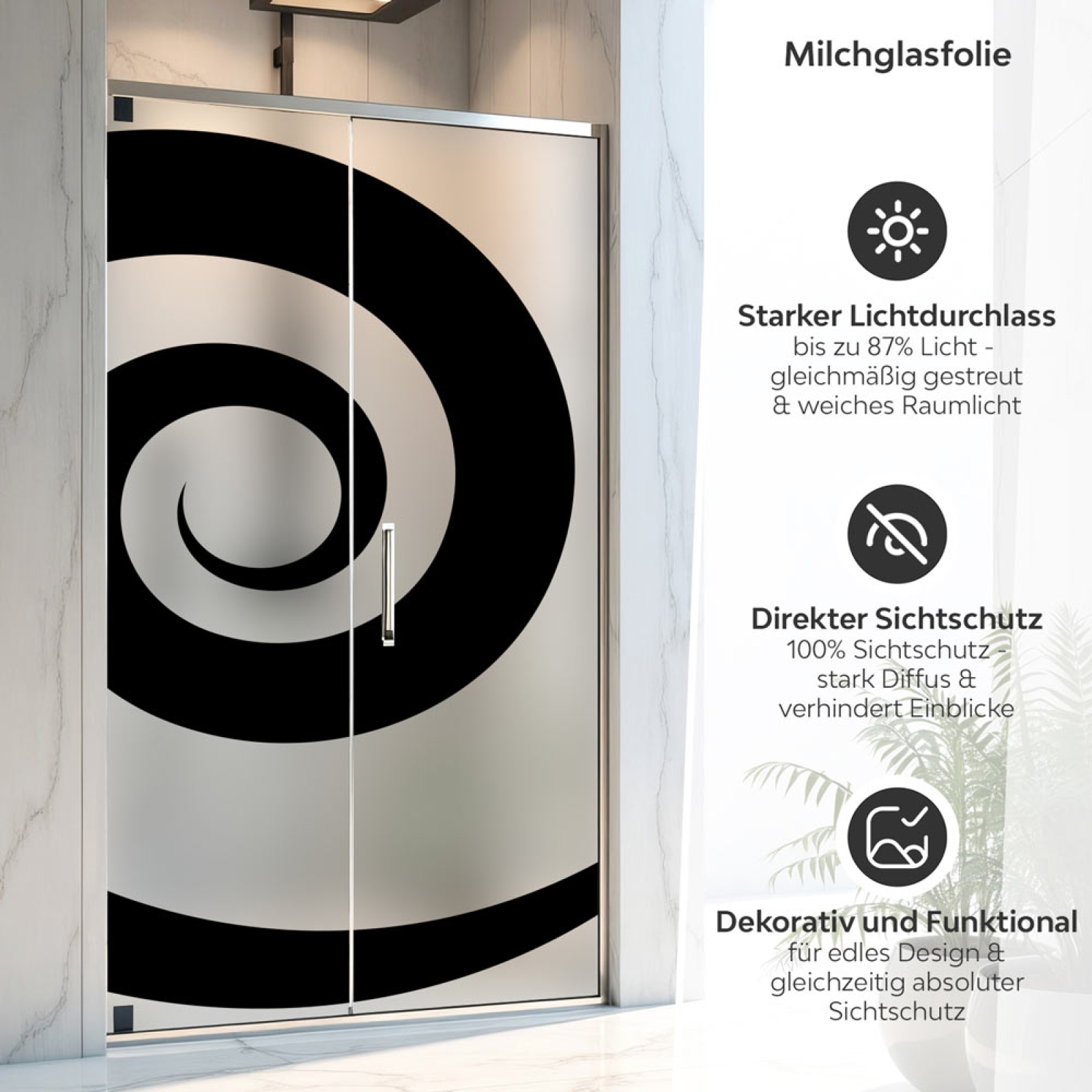 Sichtschutzfolie Dusche | Grafische Spirale