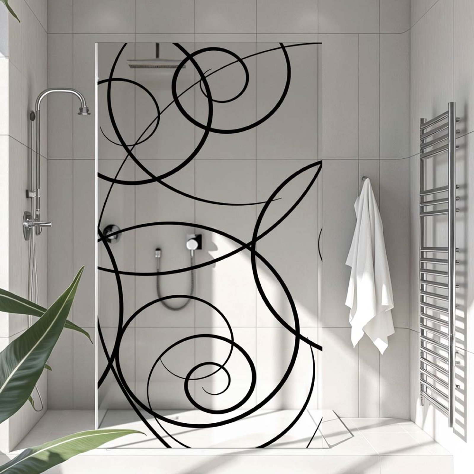 Sichtschutzfolie Dusche | Zeitlose Spiralen & Kreise