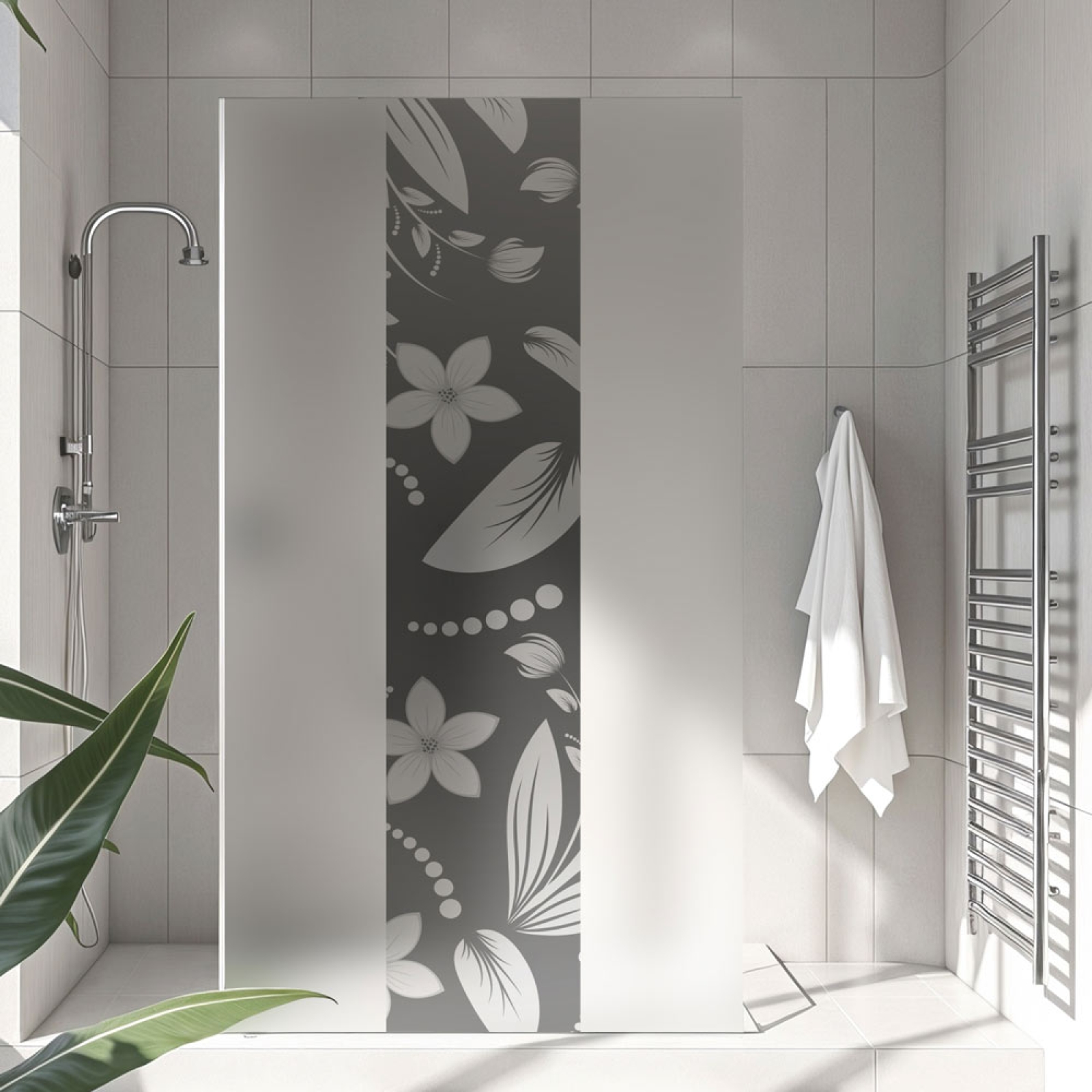 Sichtschutzfolie Dusche | Florale Muster