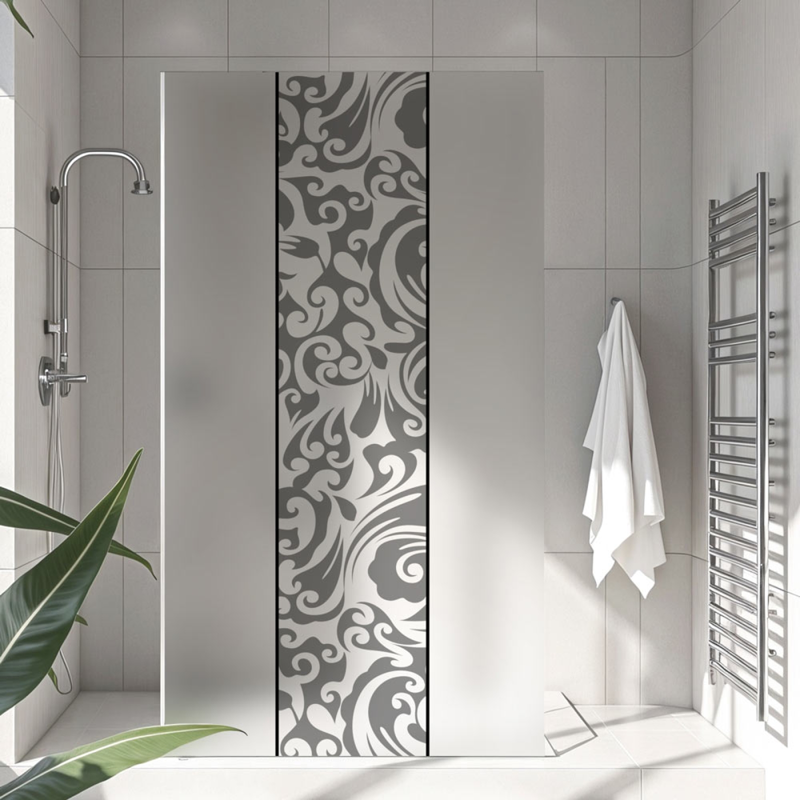 Sichtschutzfolie Dusche | Elegantes Barockmuster