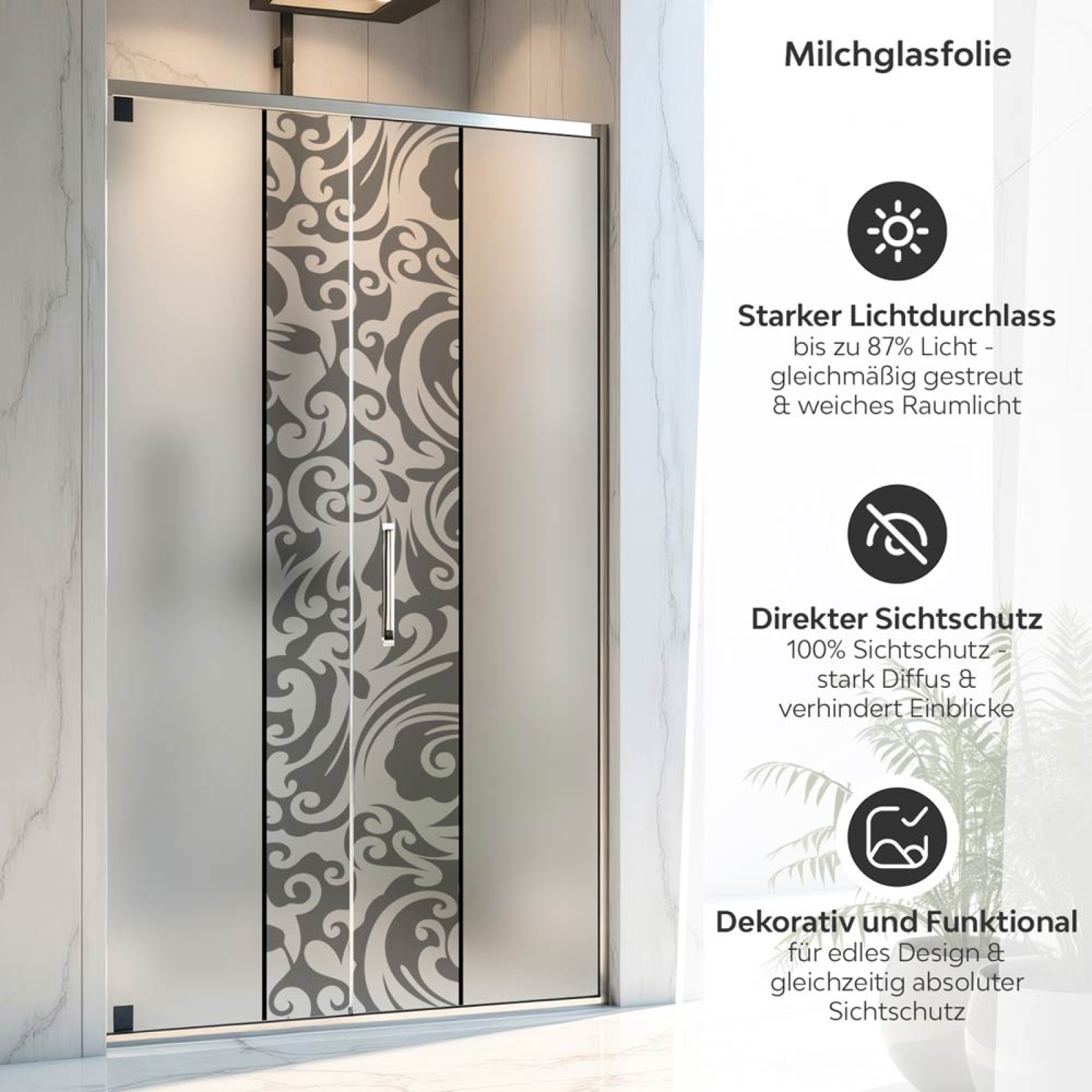 Sichtschutzfolie Dusche | Elegantes Barockmuster