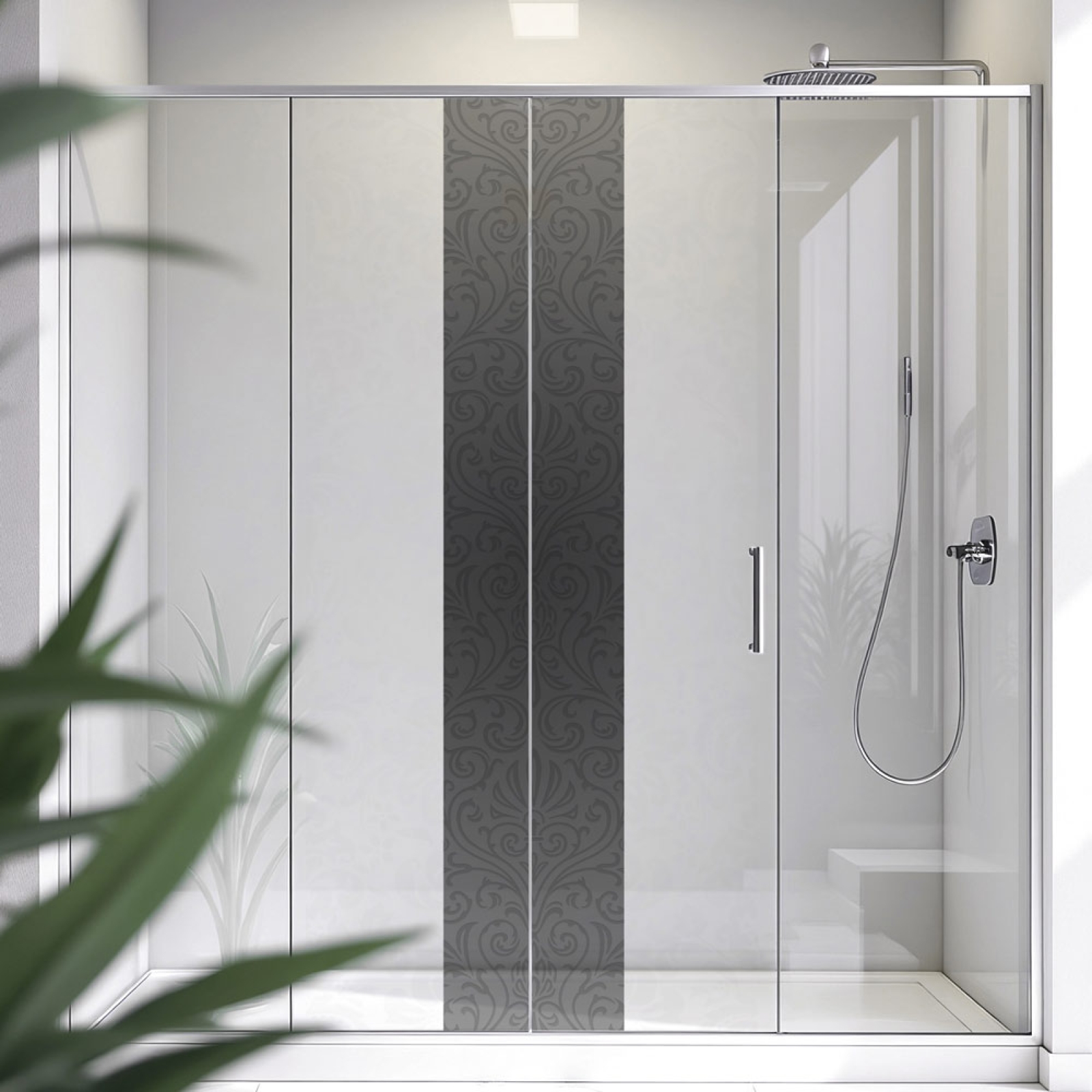 Sichtschutzfolie Dusche | Barock Damast Design