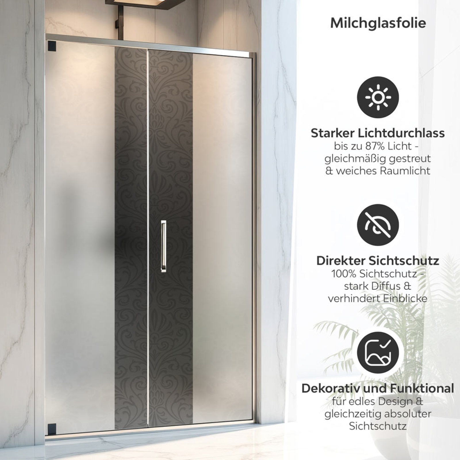 Sichtschutzfolie Dusche | Barock Damast Design