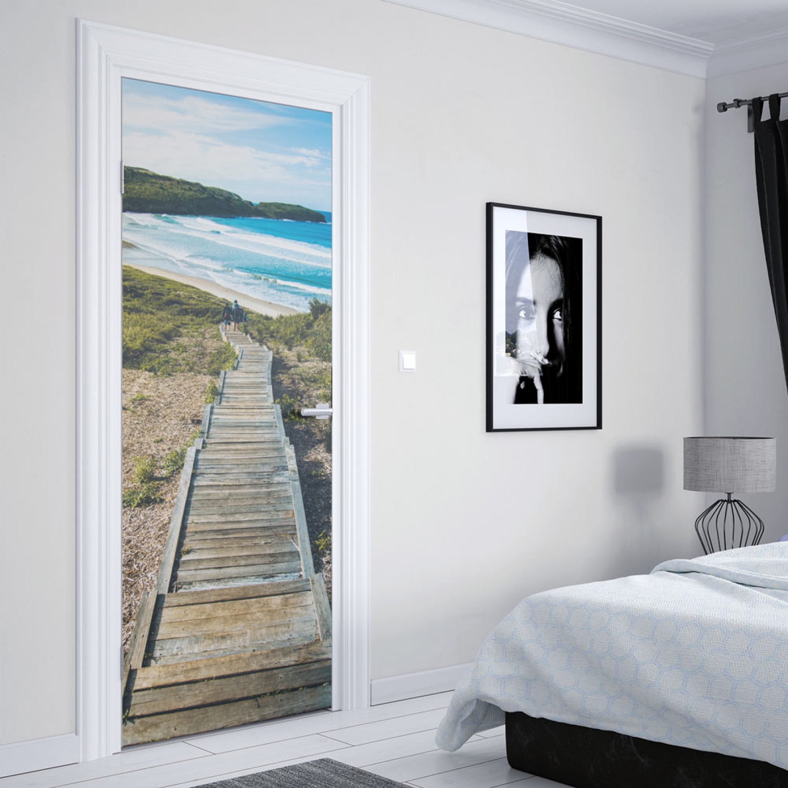 Türfolie Holztreppe zum Meer Artikelbild 2