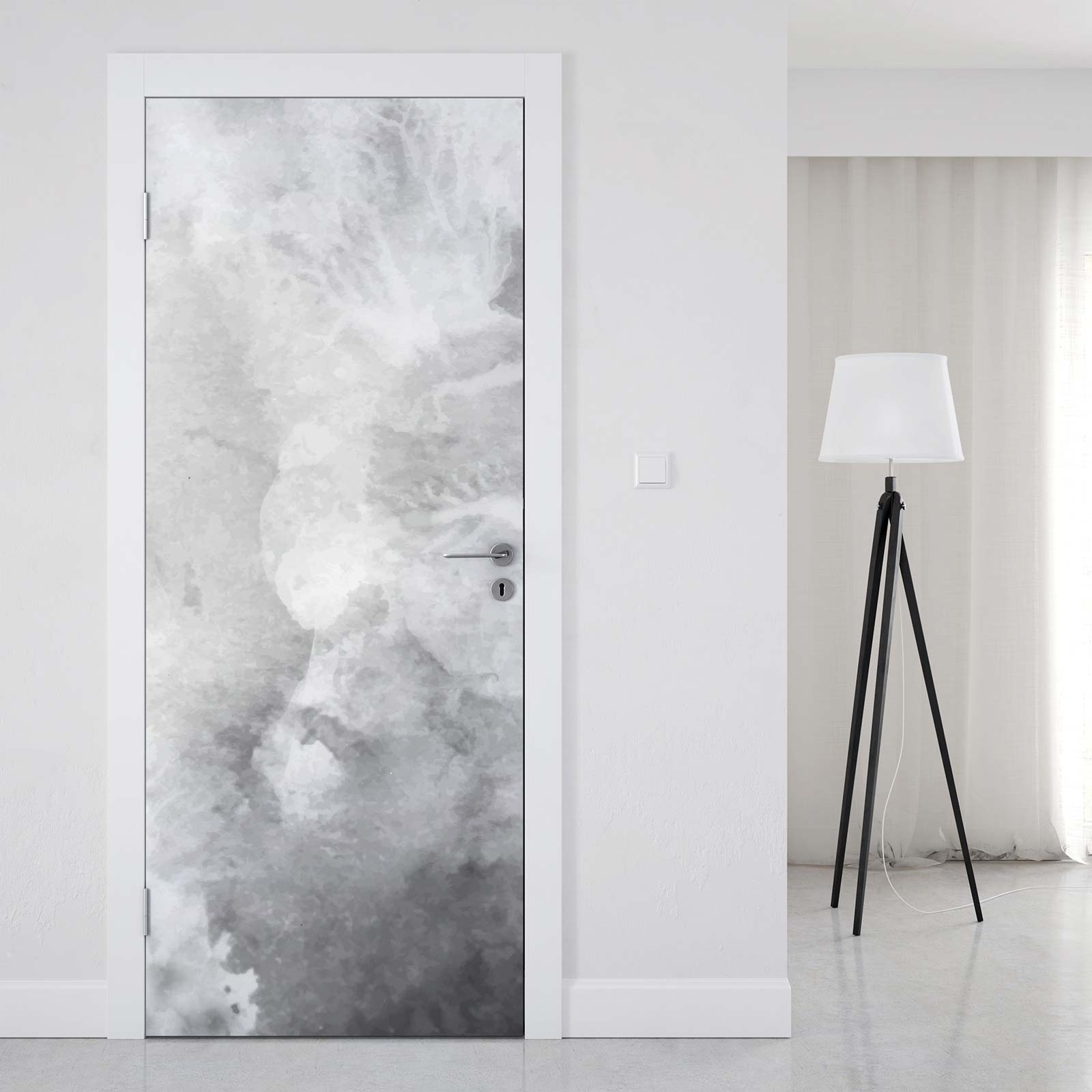 Türfolie in Grau mit marmorierter Nebeloptik Artikelbild 1