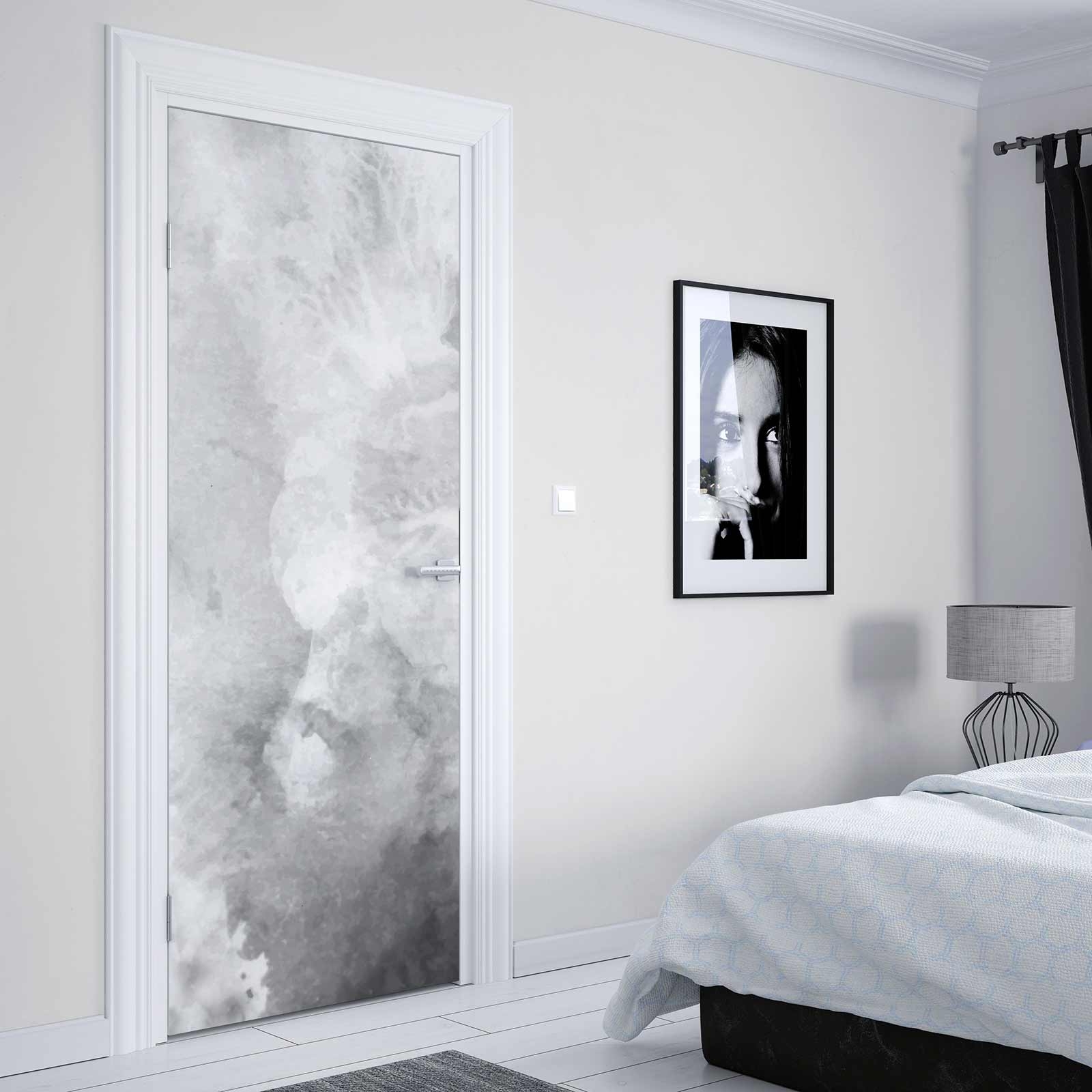 Türfolie in Grau mit marmorierter Nebeloptik Artikelbild 2