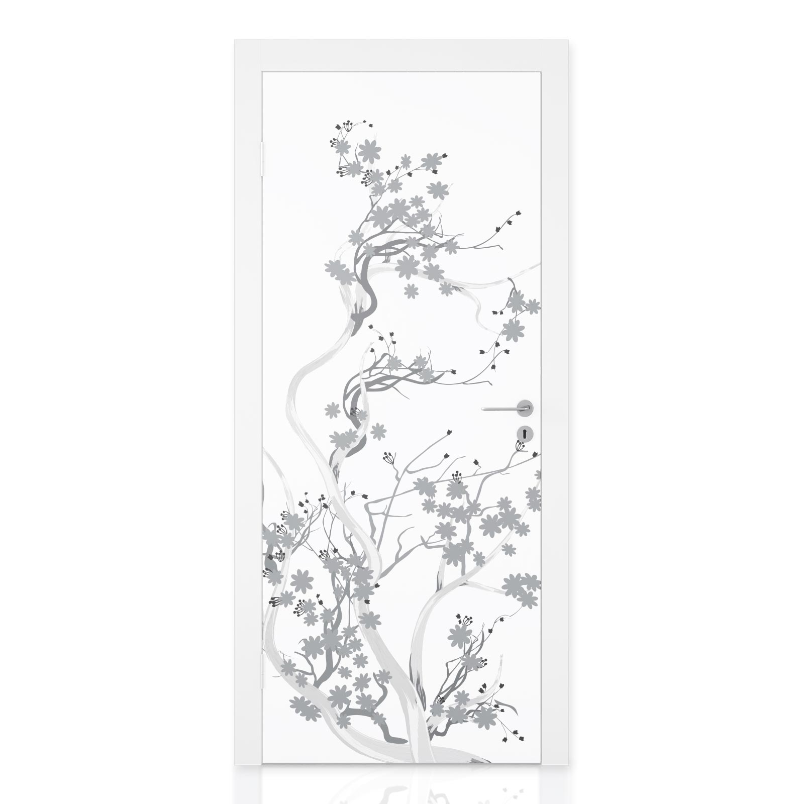 Türfolie mit zarten Kirschblütenzweigen im japanischen Stil Hauptbild 1