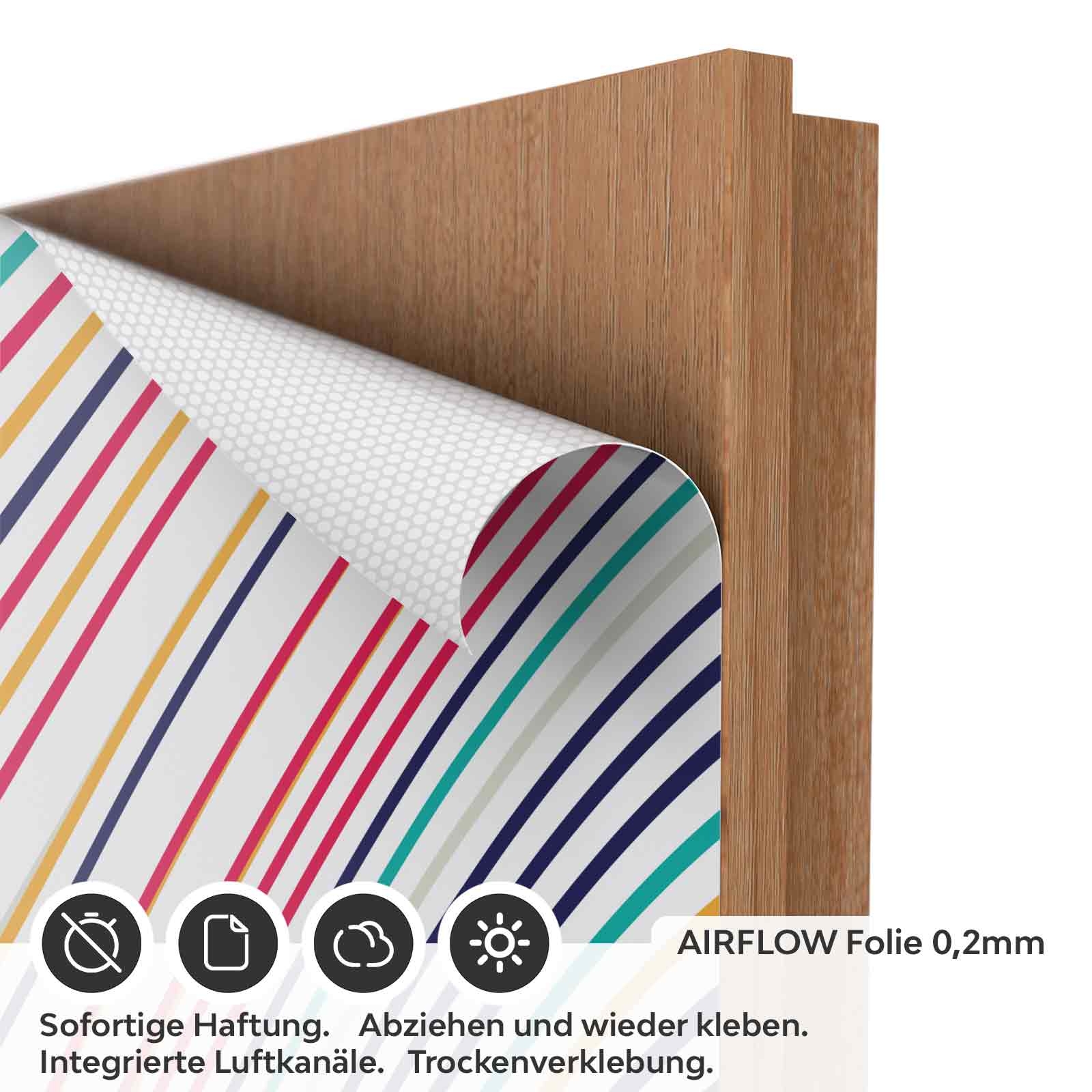 Türfolie Bunte Wellenlinien im Retro‑Look AIRFLOW Folie