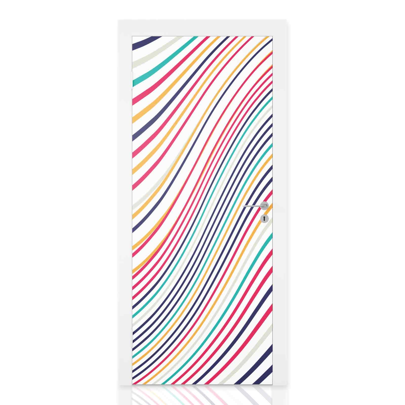 Türfolie Bunte Wellenlinien im Retro‑Look Hauptbild 1