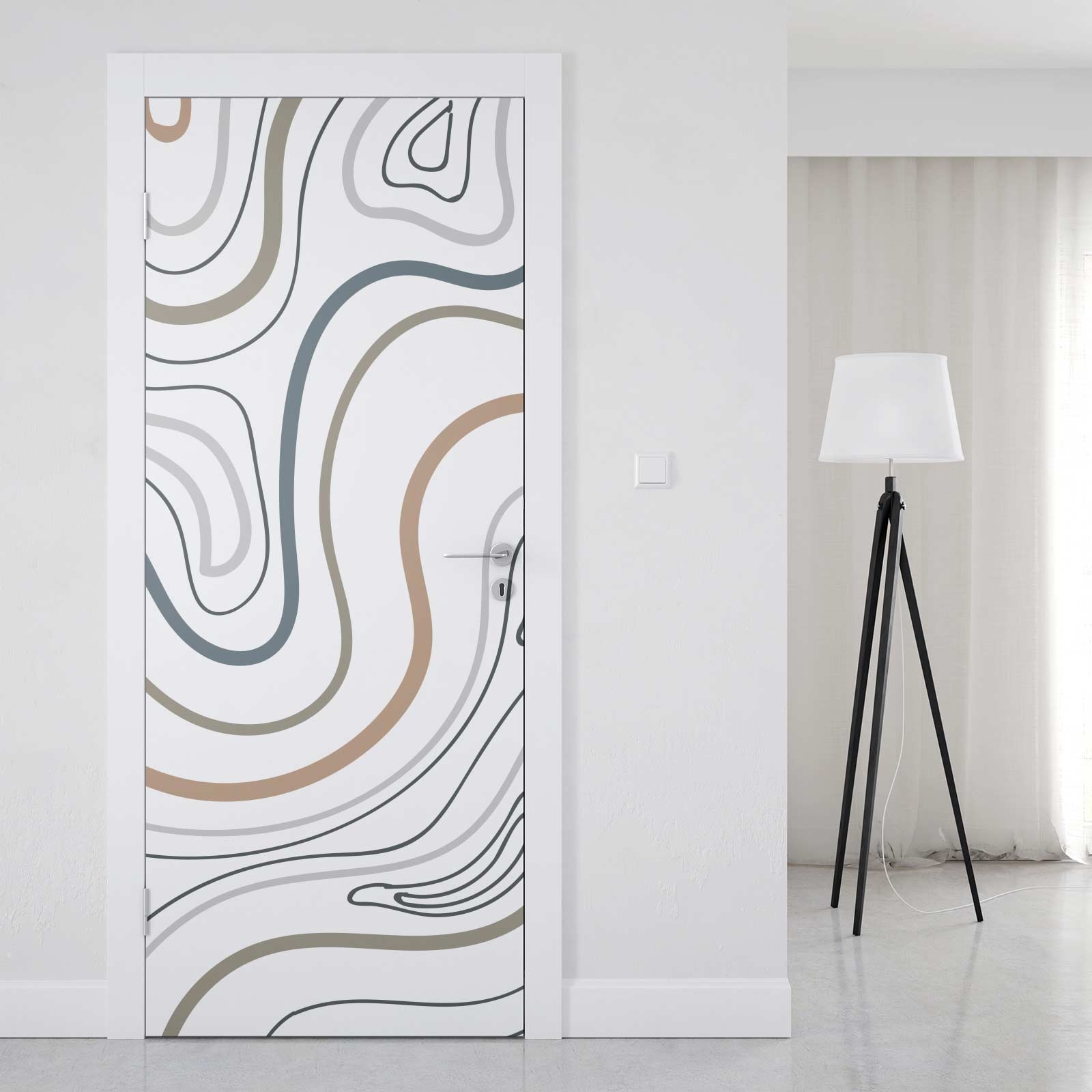 Türfolie Konturlinien in Naturtönen Artikelbild 1