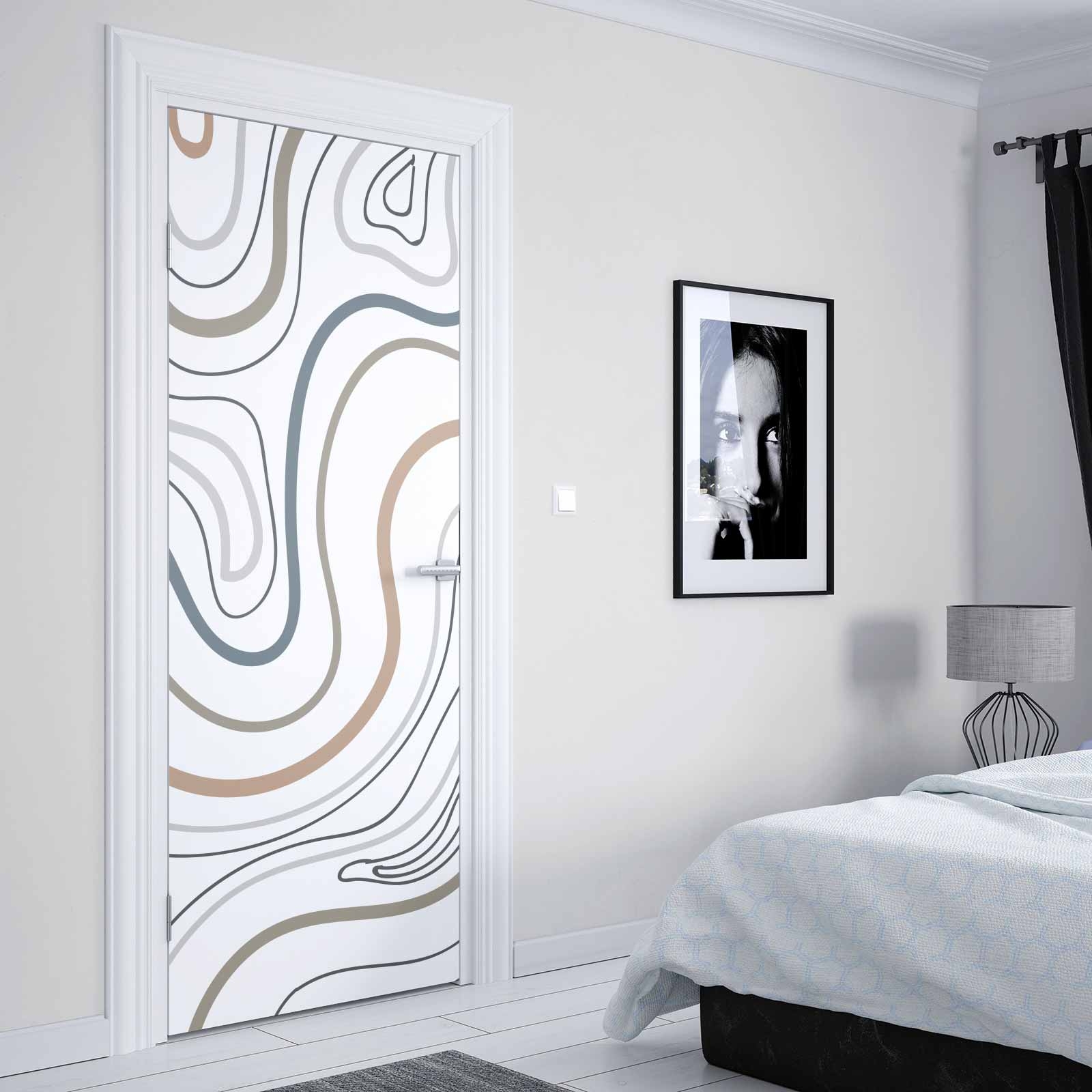 Türfolie Konturlinien in Naturtönen Artikelbild 2