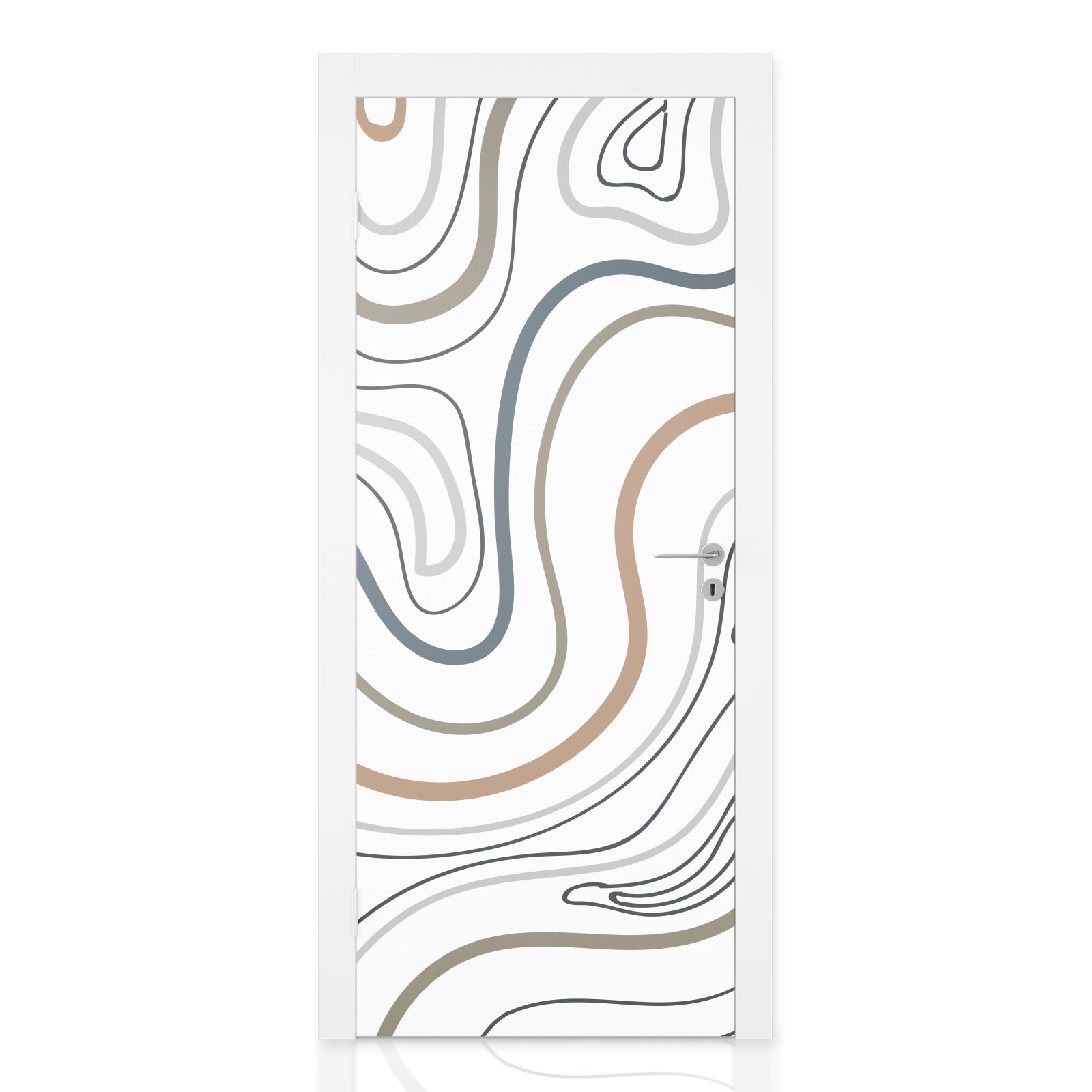 Türfolie Konturlinien in Naturtönen Hauptbild 1