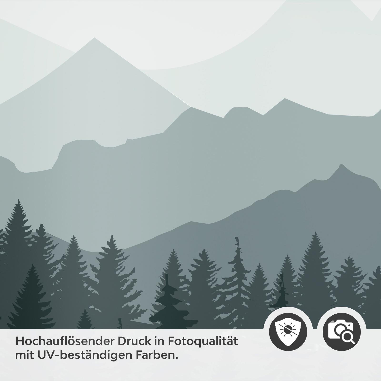 Türfolie Bergpanorama & sanfter Tannenwald Detailbild 2