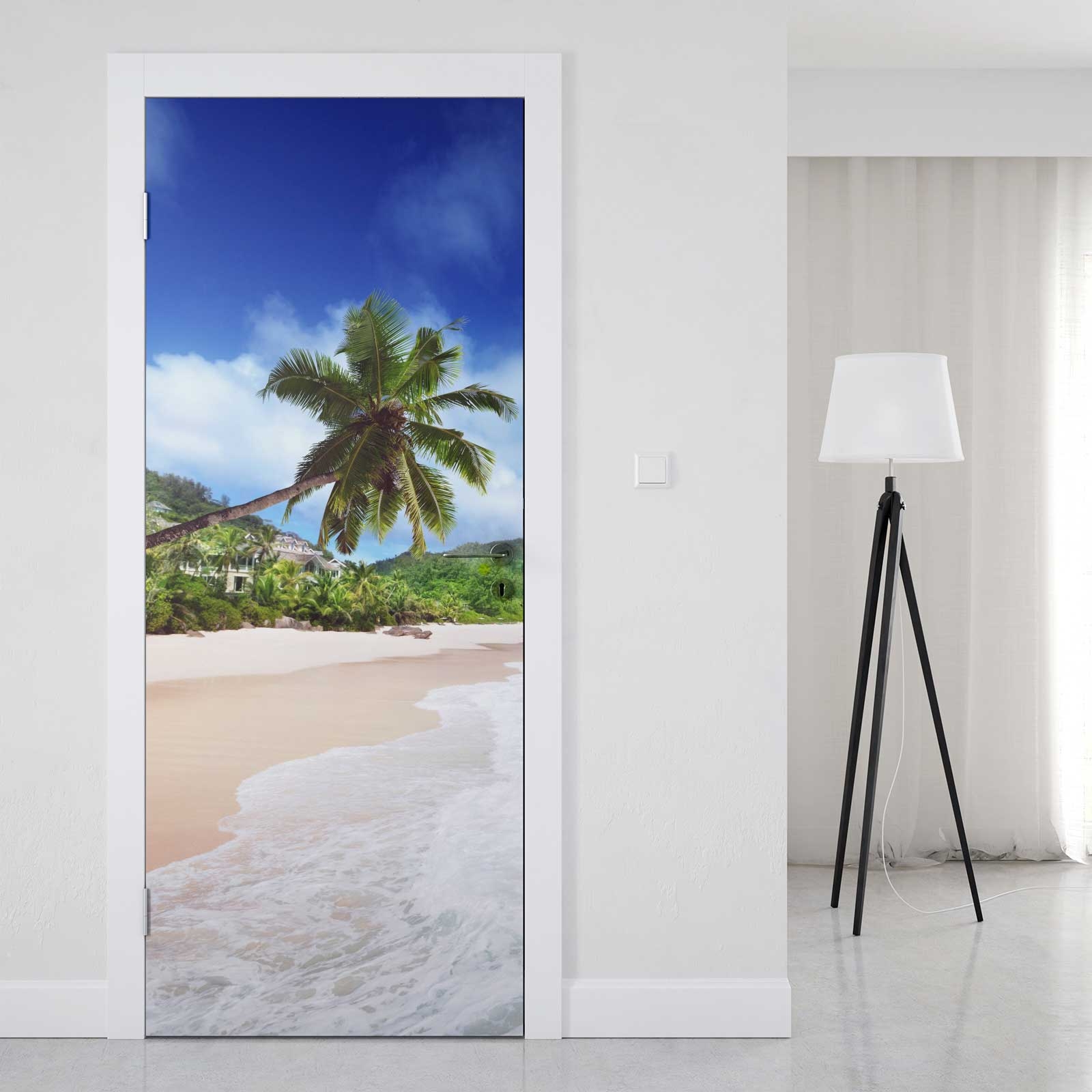 Türfolie Endloser Palmenstrand Artikelbild 1