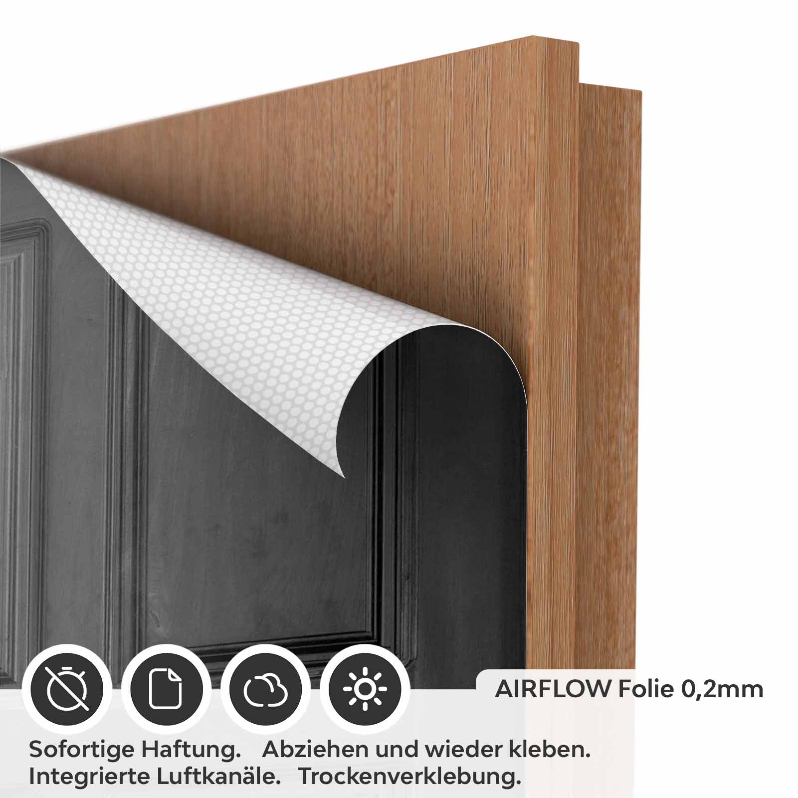 Türfolie Schwarze Traditionelle Kassettentür AIRFLOW Folie