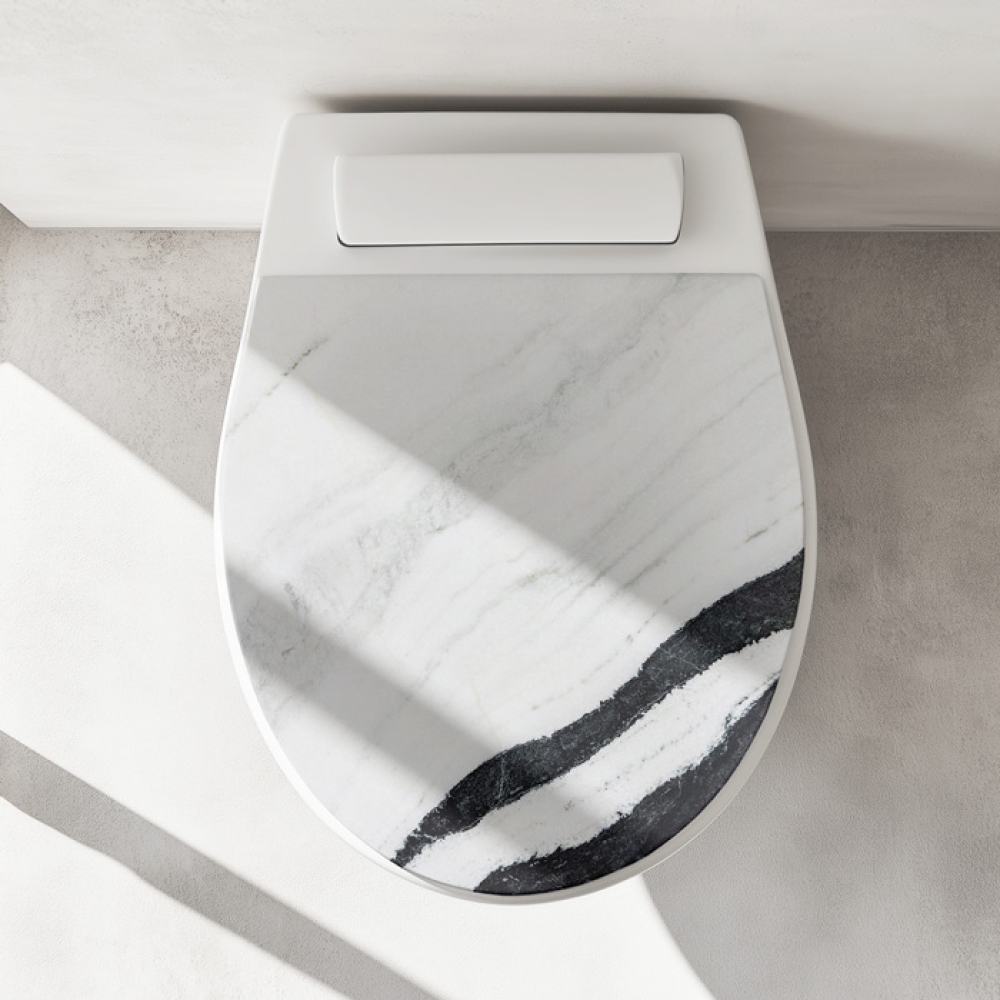 Wc-Deckel Aufkleber Marmoroptik weiß schwarz Artikelbild 1