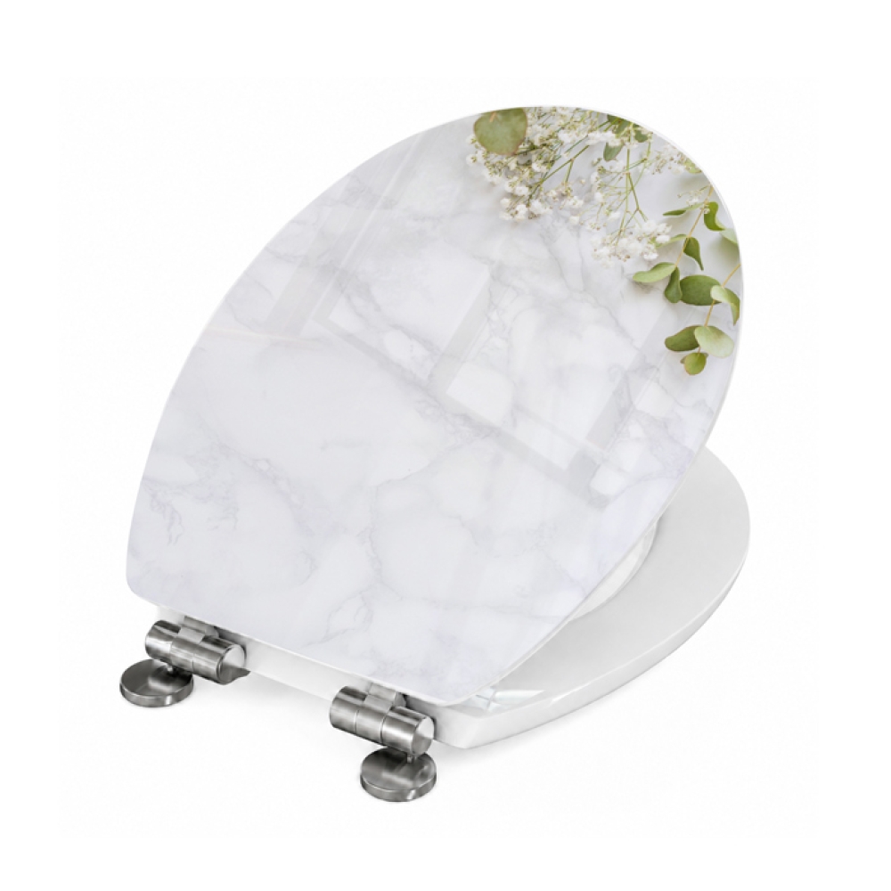 Wc-Deckel Aufkleber Marmoroptik mit Blumen Artikelbild 2