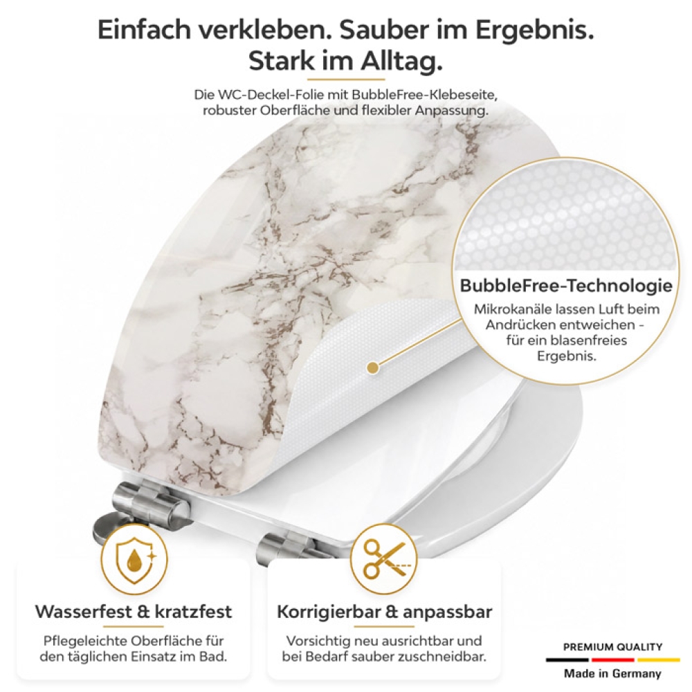 Wc-Deckel Aufkleber beiger Marmoroptik Detailbild 1