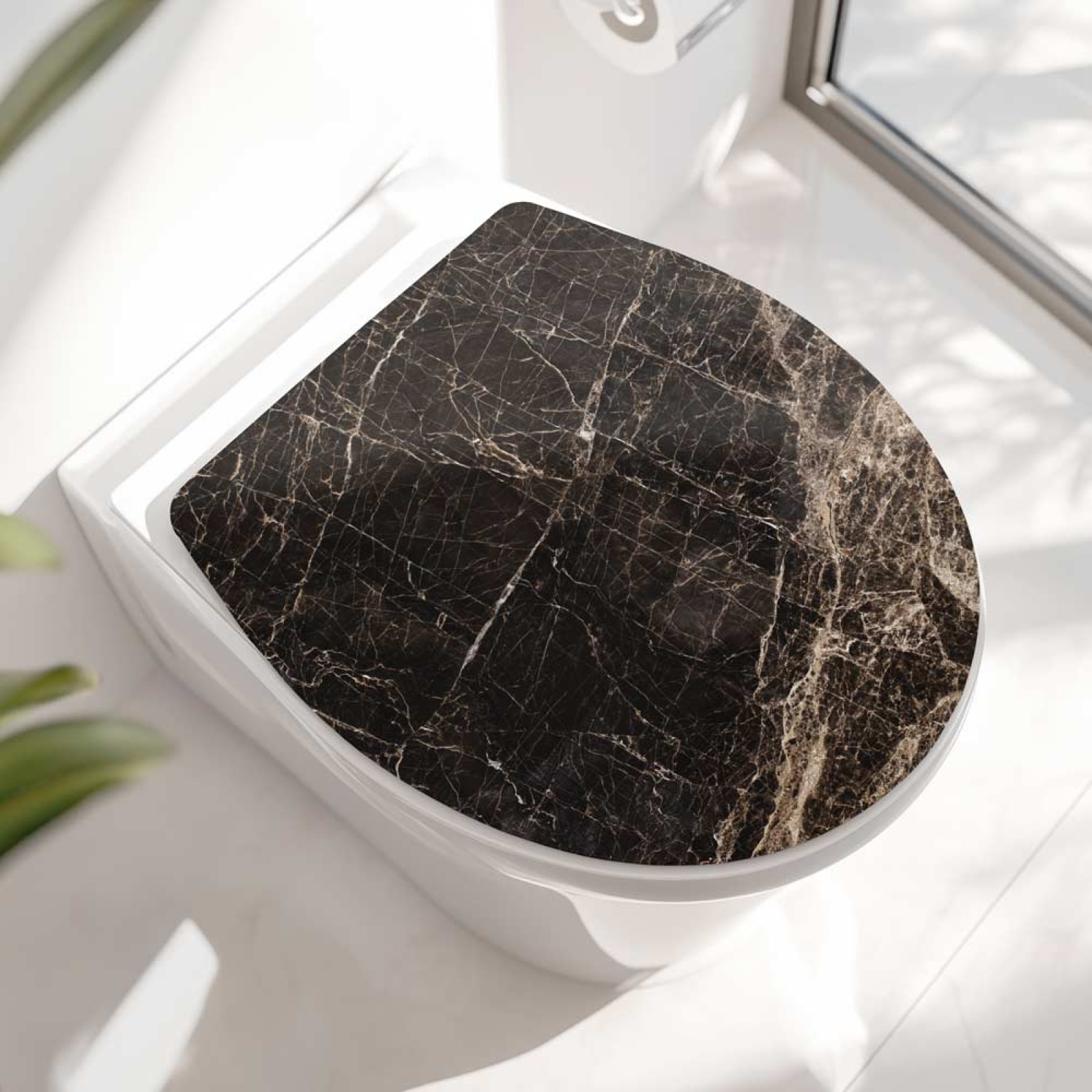 Wc-Deckel Aufkleber Marmoroptik in braun Hauptbild