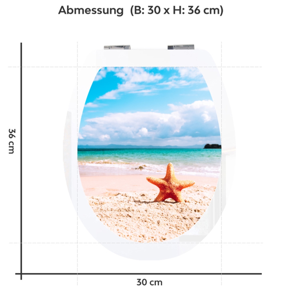 WC-Deckel Aufkleber Seestern am Meer Variante 30 x 36 cm