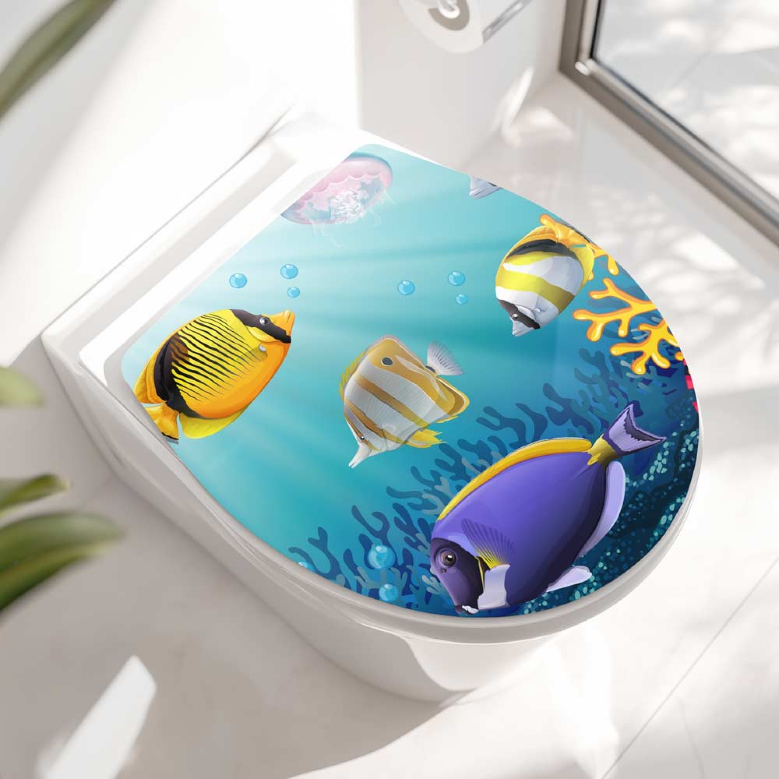 Wc-Deckel Aufkleber Korallenriff mit Fischen Hauptbild