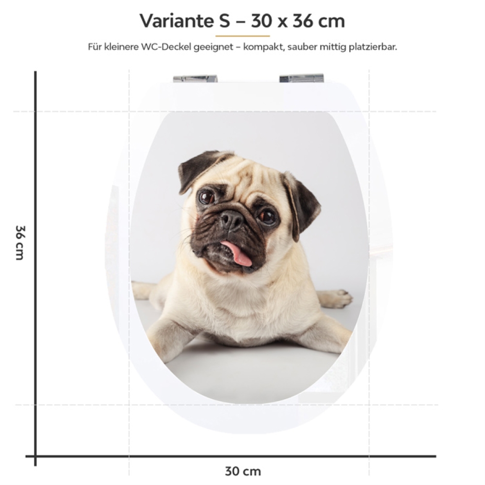 WC-Deckel Aufkleber Mops Puppy Variante 30 x 36 cm