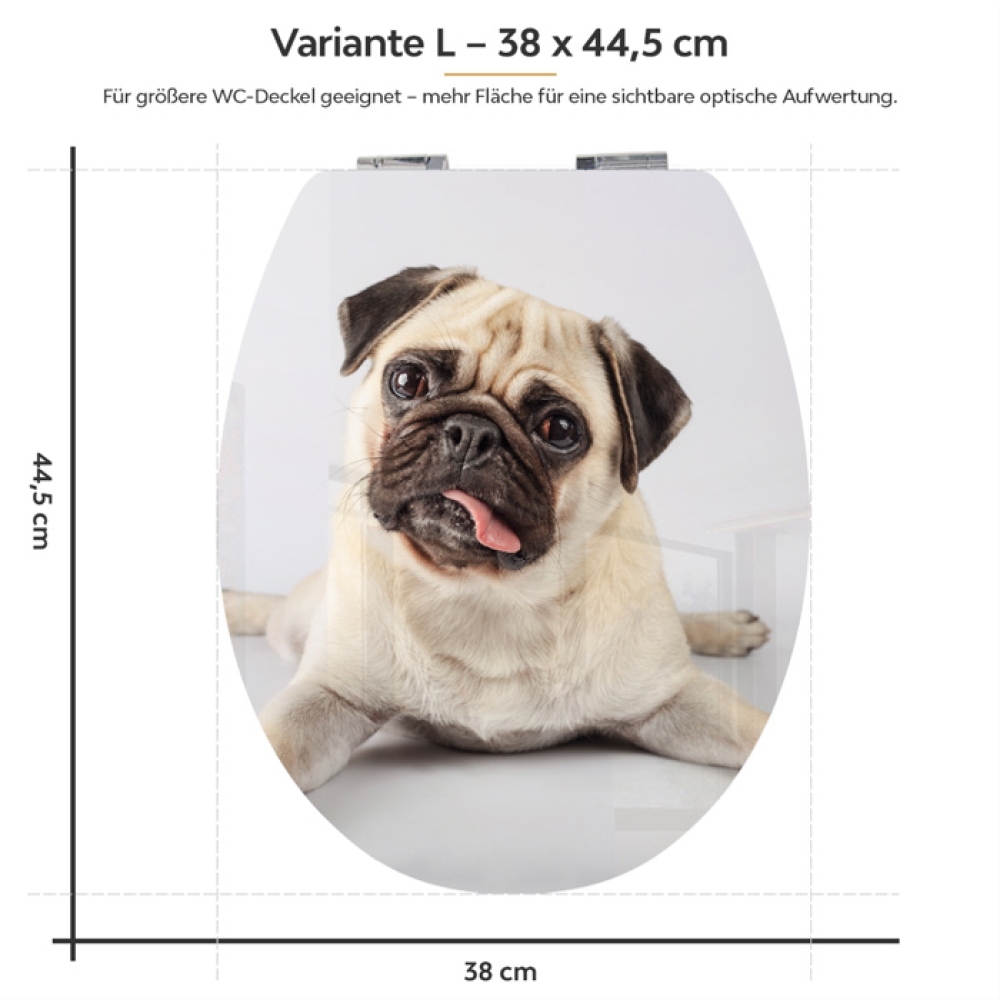 WC-Deckel Aufkleber Mops Puppy Variante 38 x 44 cm